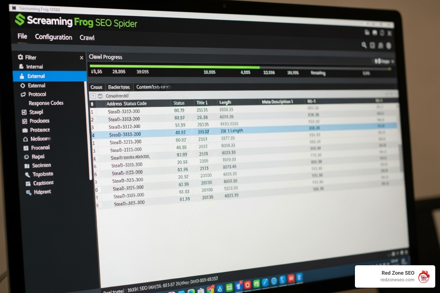 Screaming Frog interface crawling a website - how to learn technical seo