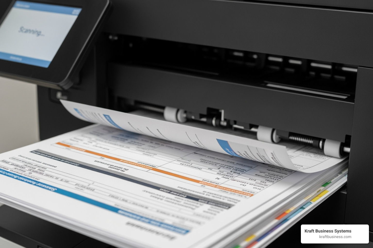 document being scanned through an Automatic Document Feeder (ADF) - office printer scanner copier