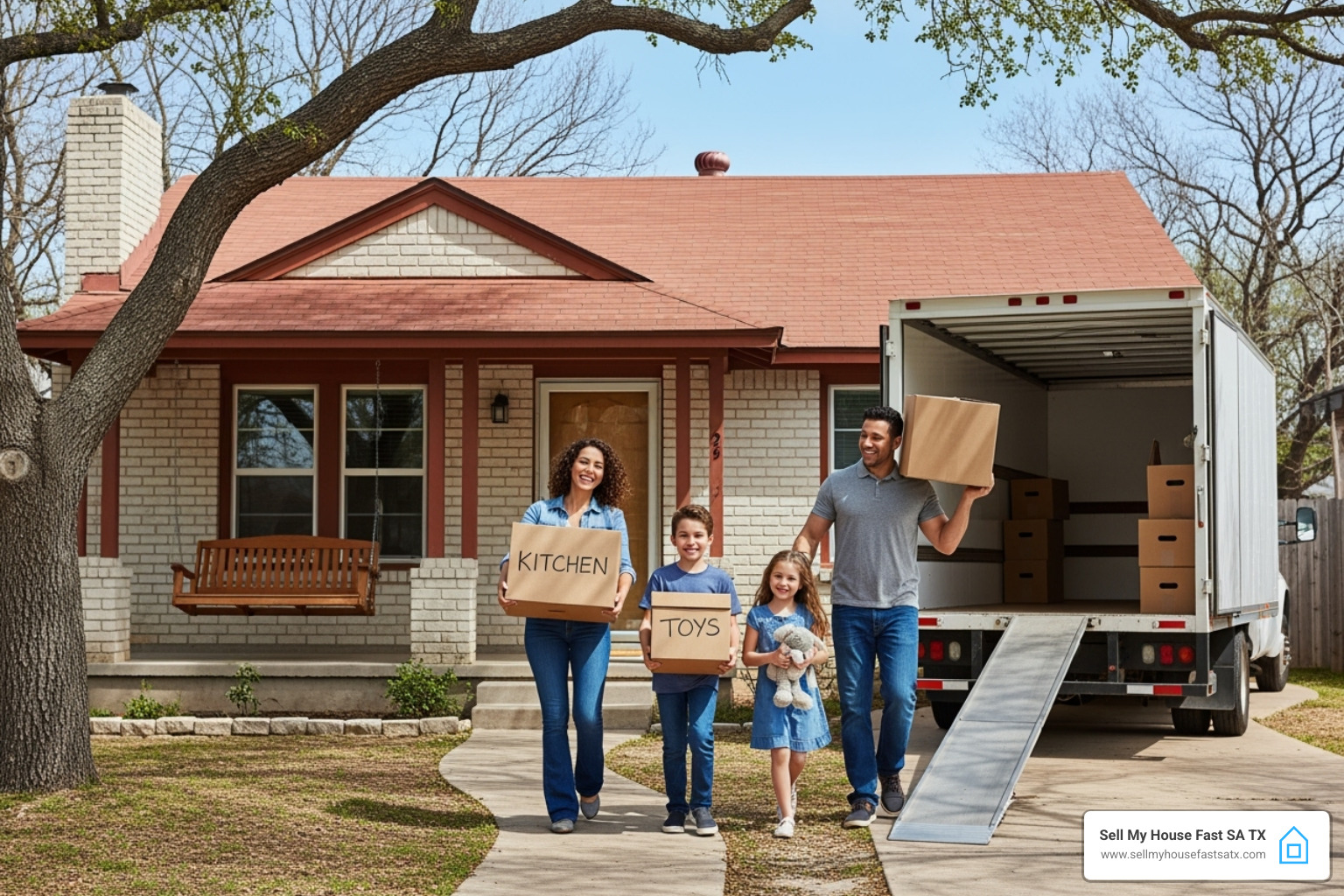 Happy San Antonio family moving out after selling their house - can you sell a house with termite damage Happy San Antonio family moving out after selling their house - can you sell a house with termite damage