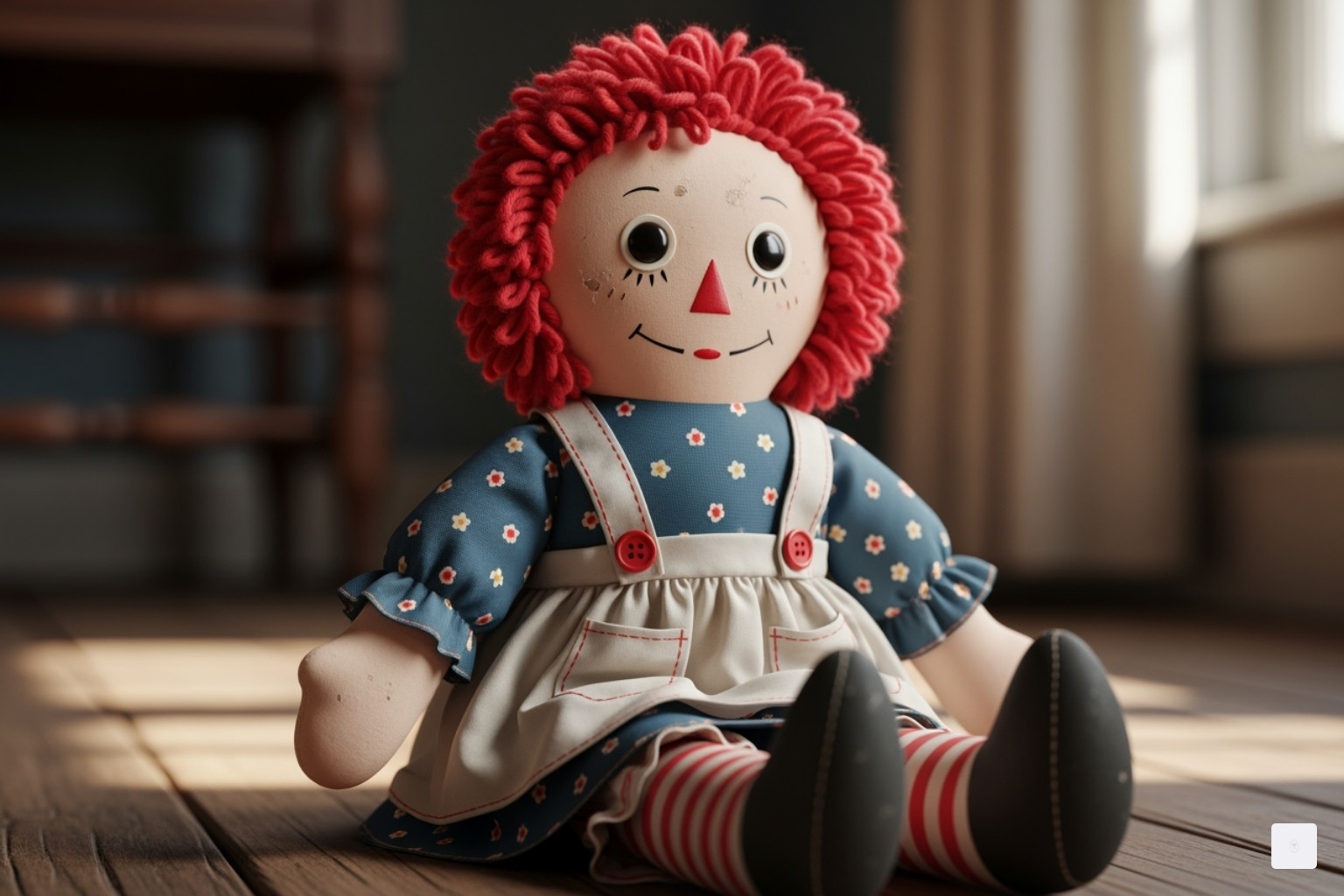 of a vintage Raggedy Ann doll similar to the original Annabelle - Annabelle Doll