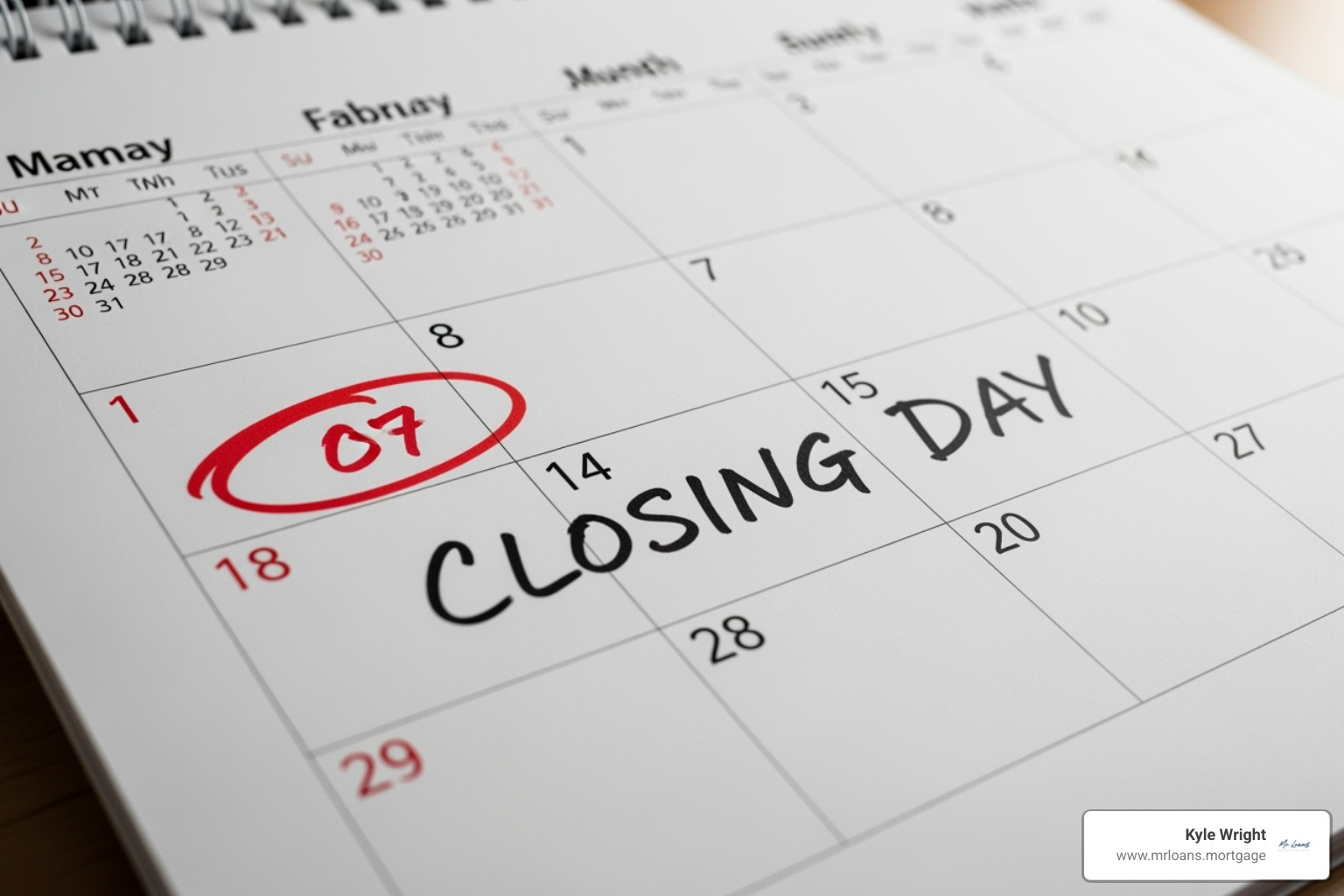 a calendar with a "Closing Day" circled - home lenders arizona