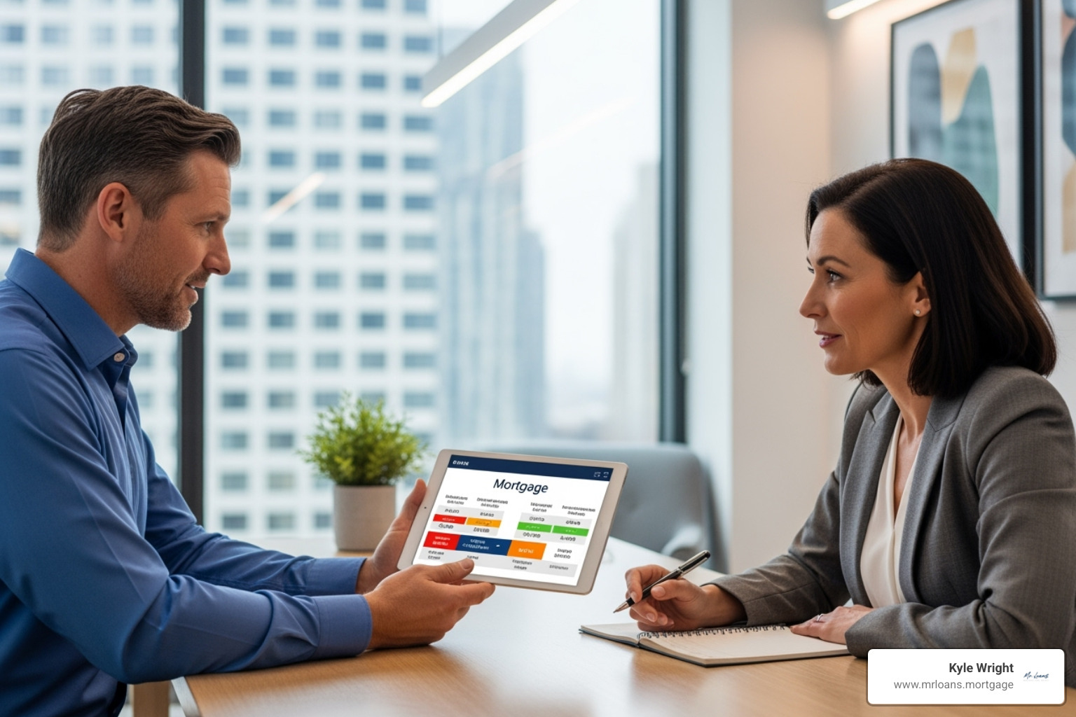 loan officer using a tablet to show a client mortgage options - Top Loan Officer in Arizona