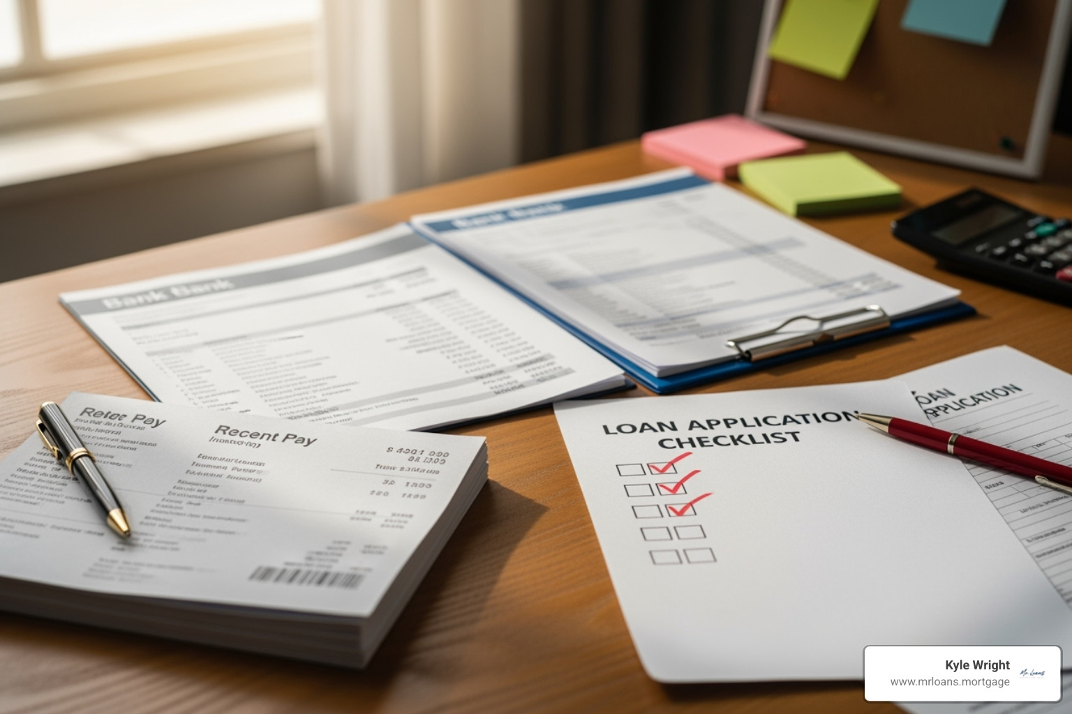 A checklist with documents like pay stubs and bank statements - Easy loan process