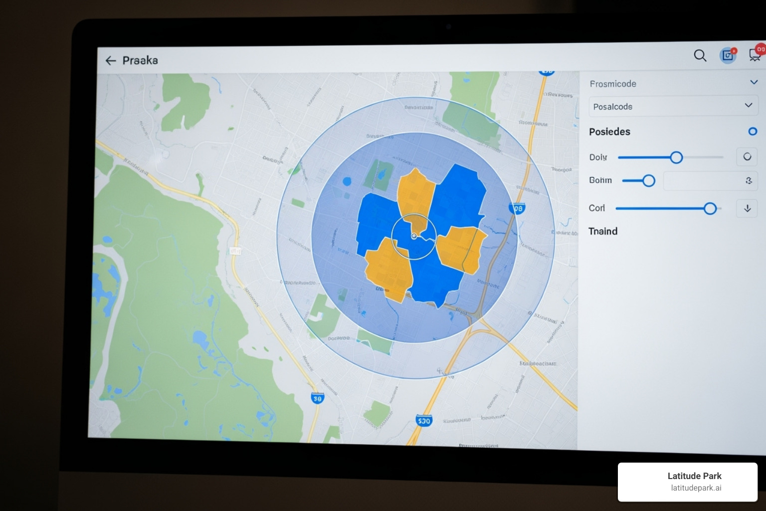 Google Ads location targeting interface showing radius and postcode selection - local business google ads