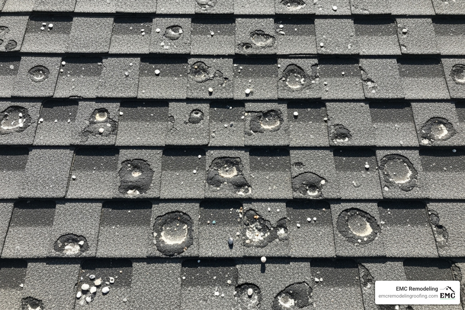 hail damage on an asphalt shingle roof - roofer in temple tx