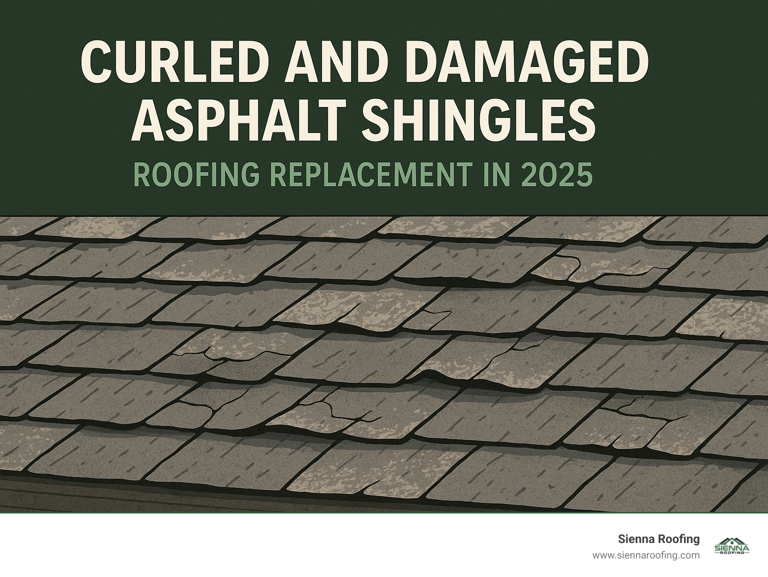 curled and damaged asphalt shingles - roofing replacement near me