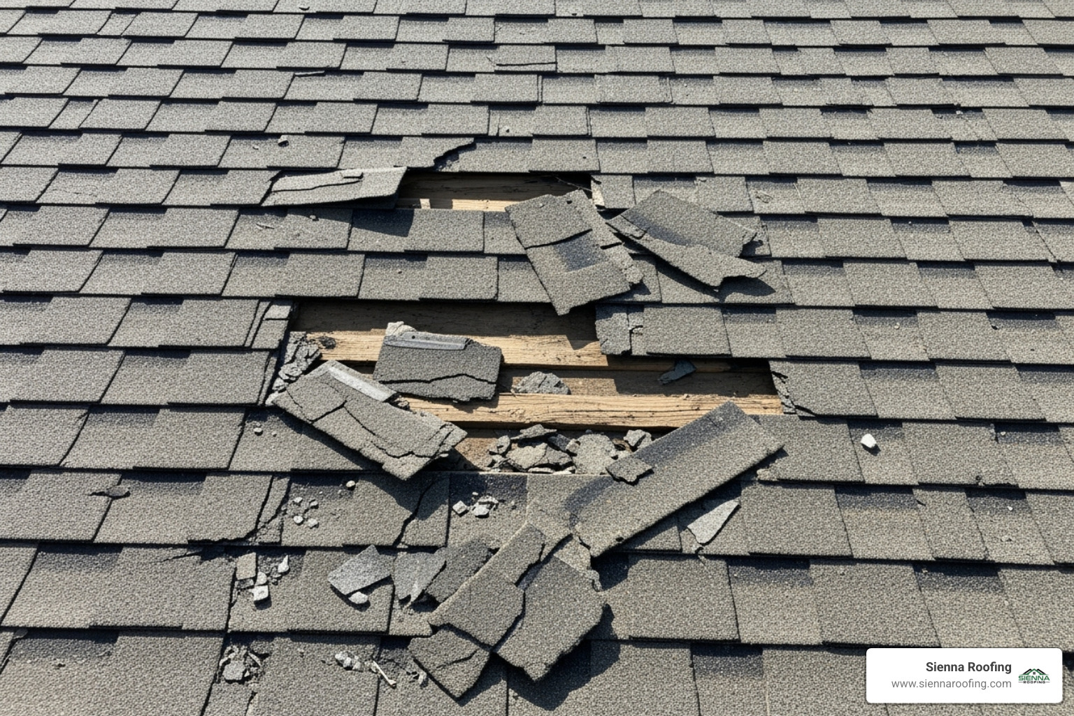 curling and missing asphalt shingles on a roof - roof contractor near me