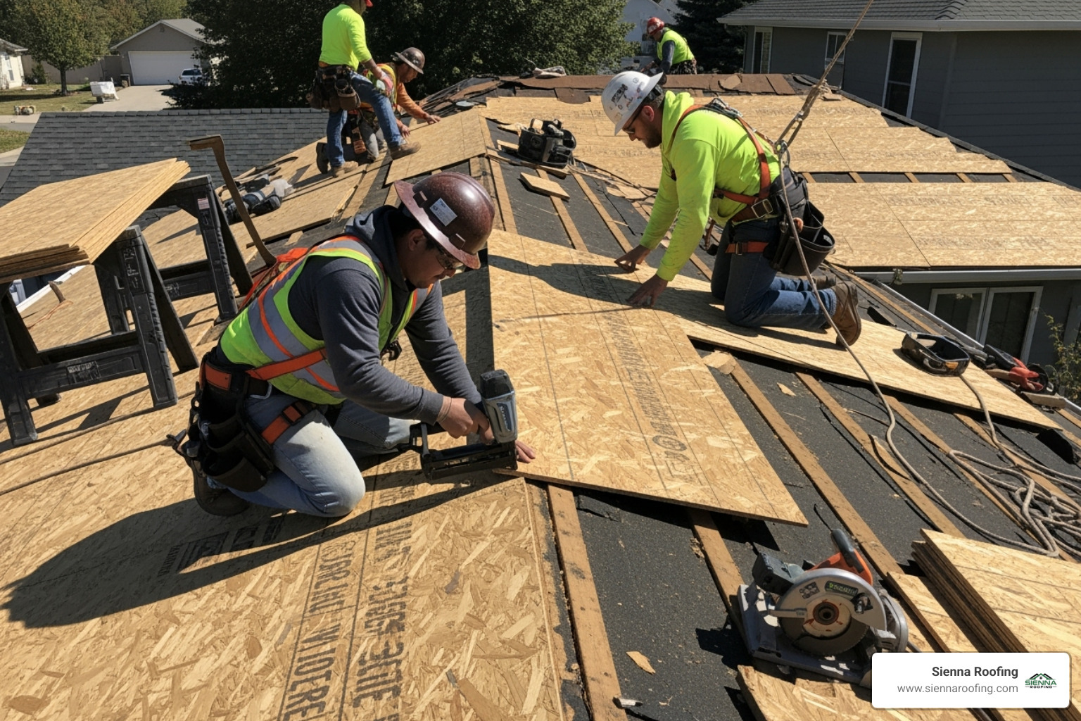 damaged roof decking being replaced - roof replacement estimate