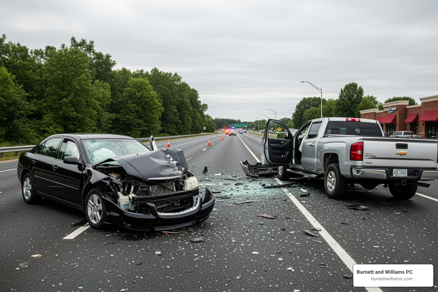 Car accident scene in Chesterfield - lawyers in chesterfield va