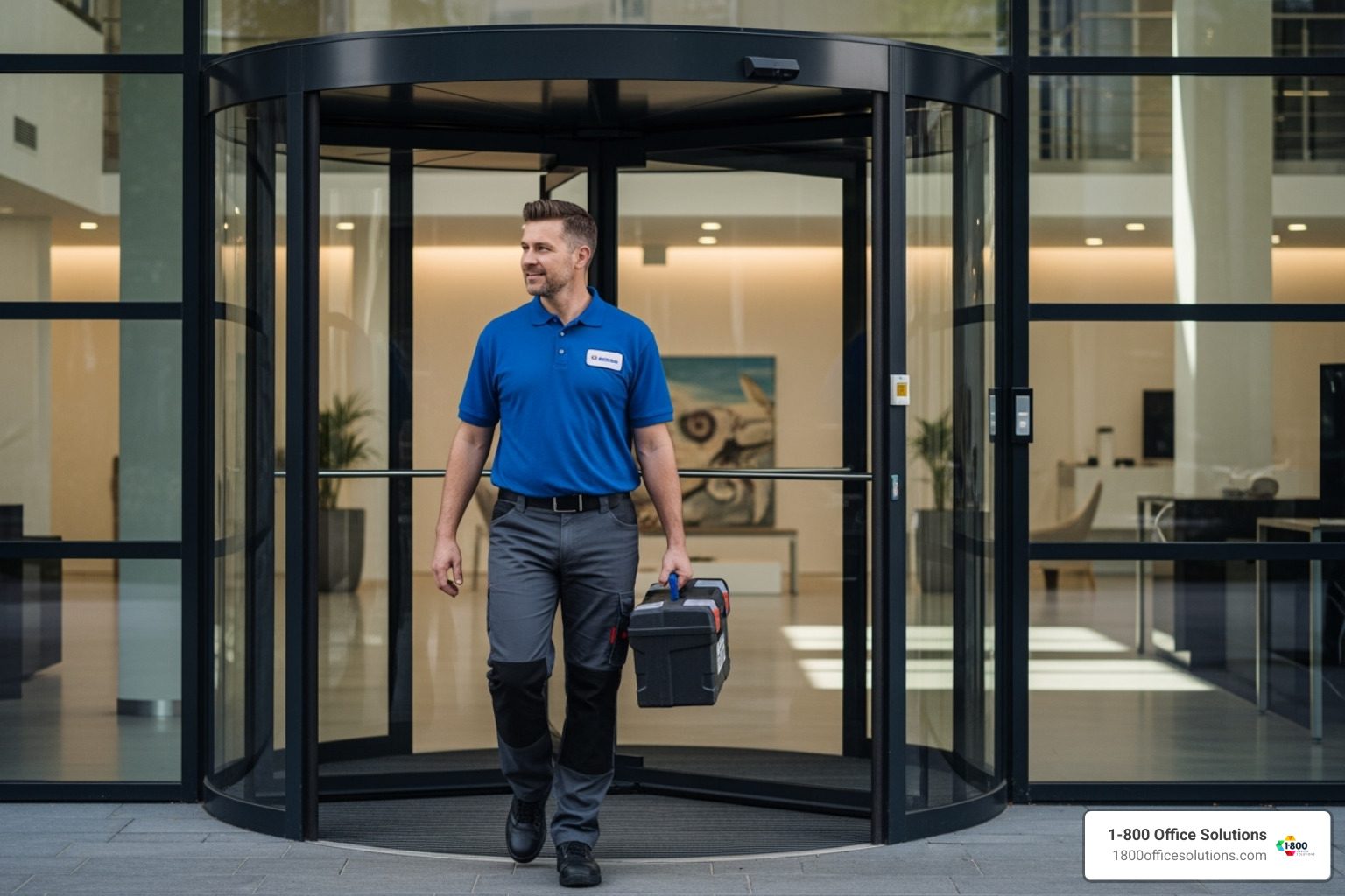 Technician arriving at an office for an on-site repair - repair printer shop near me Technician arriving at an office for an on-site repair - repair printer shop near me