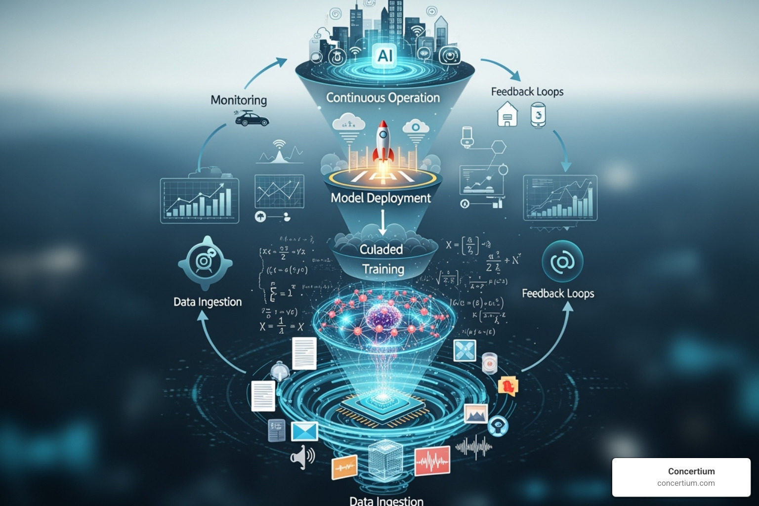 Image showing the lifecycle of an AI model with observability checkpoints - AI-improved observability