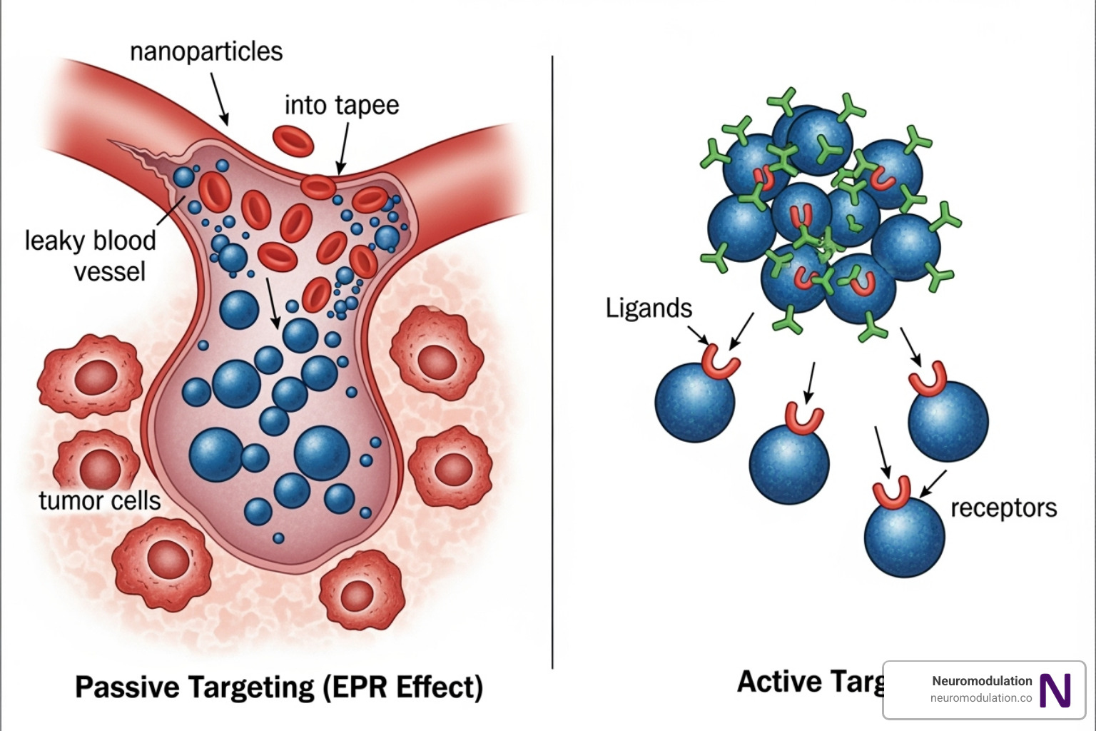 comparing passive targeting (EPR effect) and active targeting (ligand-receptor) - nanotechnology for targeted drug delivery