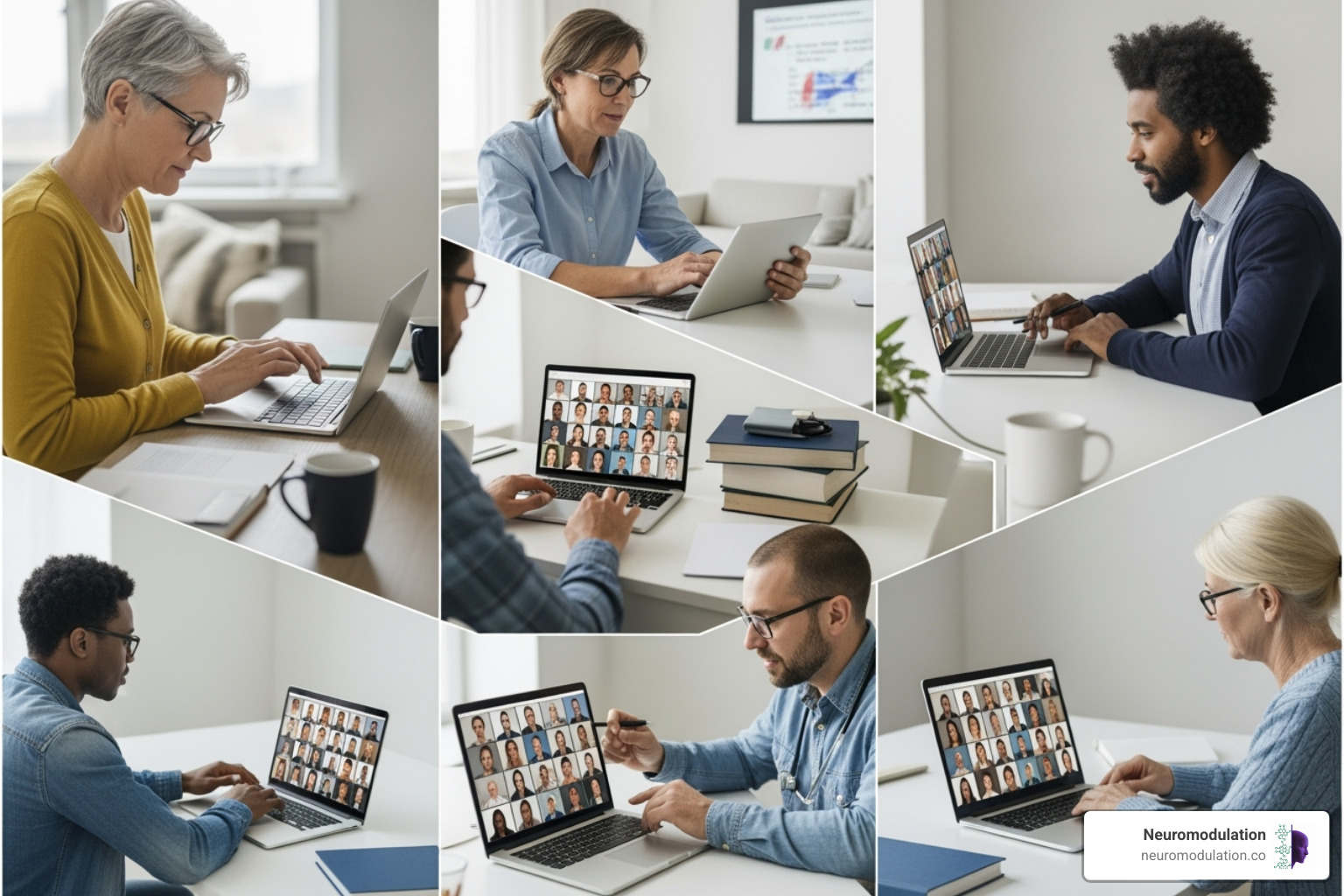 A diverse group of students participating in an online medical class from different locations - Online medical courses A diverse group of students participating in an online medical class from different locations - Online medical courses