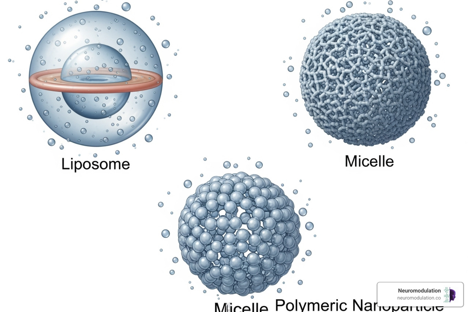 Image showcasing different types of nanocarriers such as liposomes, micelles, and polymeric nanoparticles - what is targeting delivery for drugs