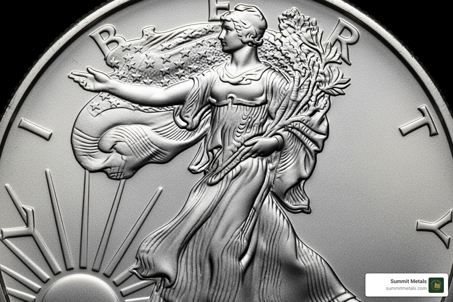 Image of the obverse Walking Liberty design - 1oz pure american eagle coin