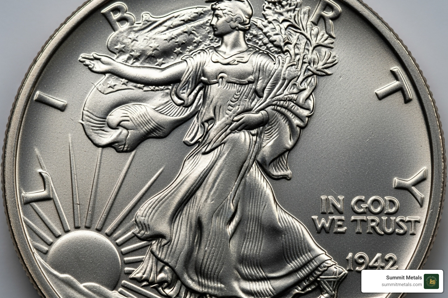 Walking Liberty obverse design on a Proof Silver Eagle - proof silver eagles for sale