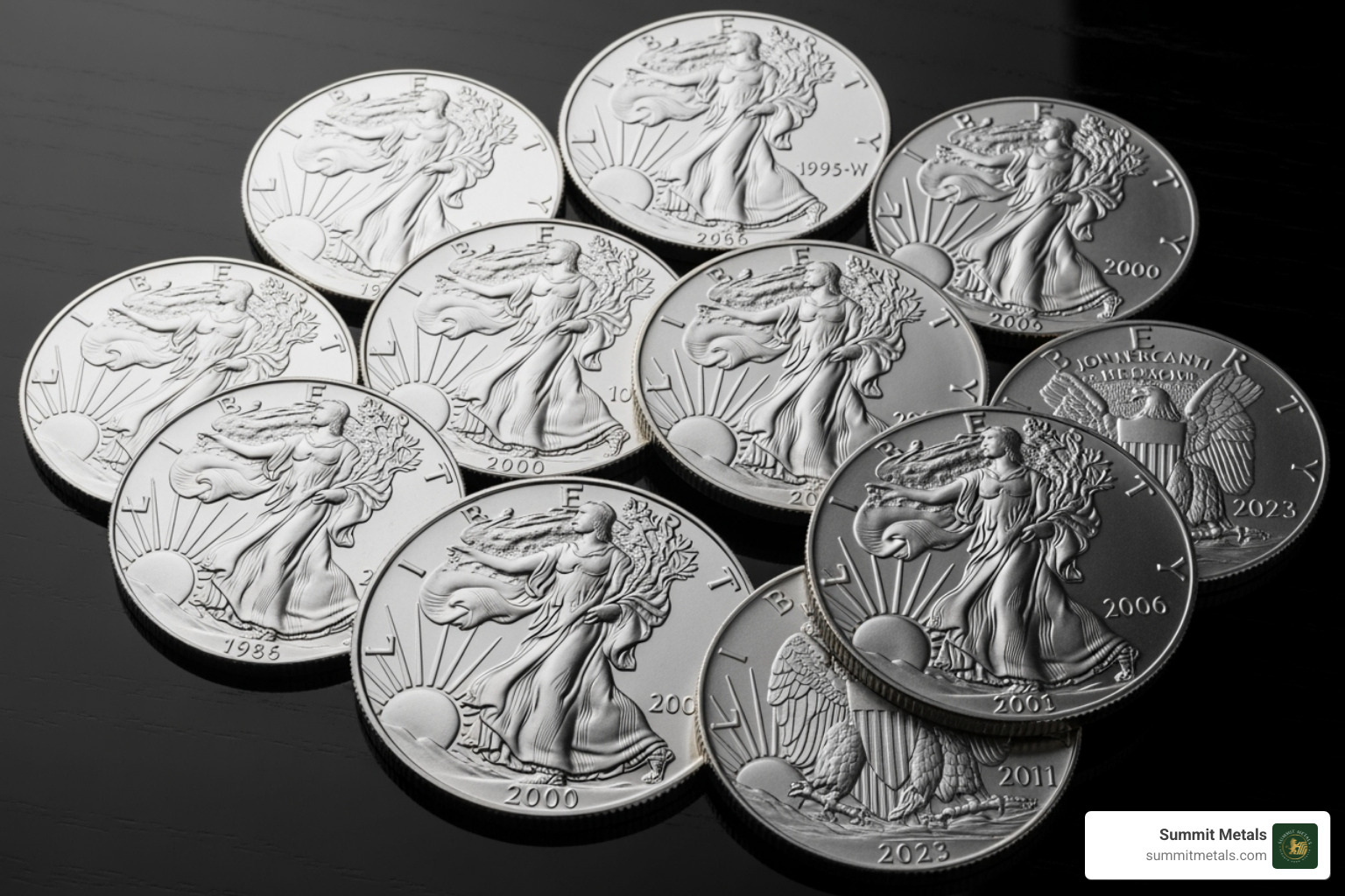 diverse collection of Proof Silver Eagles from different years - proof silver eagles for sale