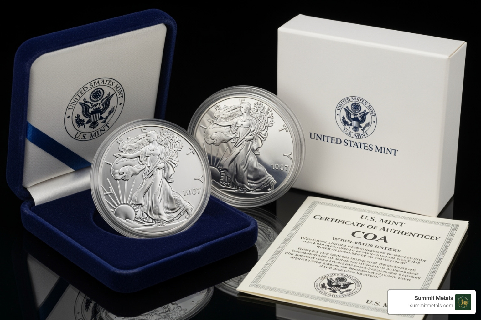 recent year Proof Silver Eagle in its original government packaging with COA - proof silver eagles for sale