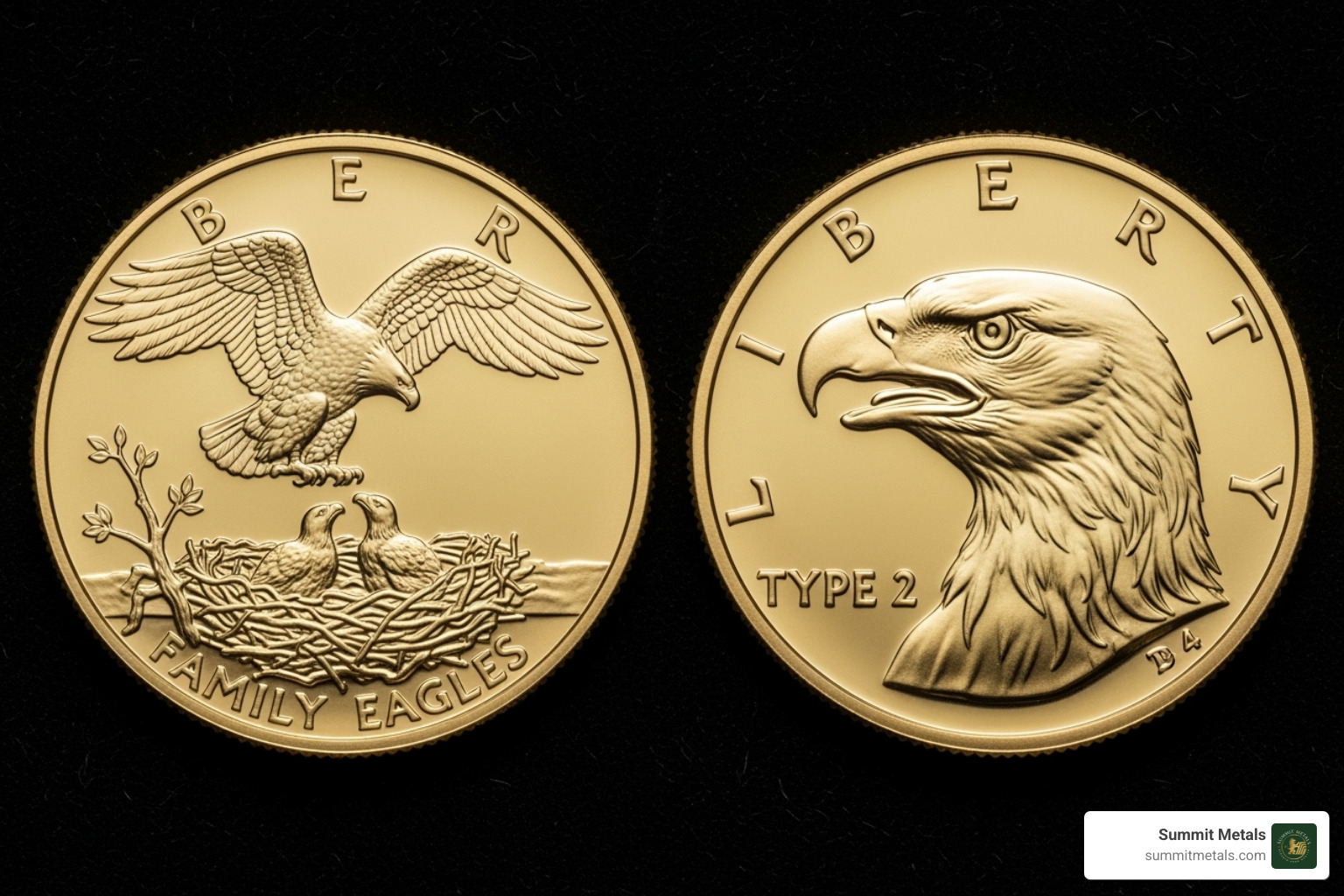 Comparison of Gold Eagle Type 1 and Type 2 reverse designs - american eagle coin