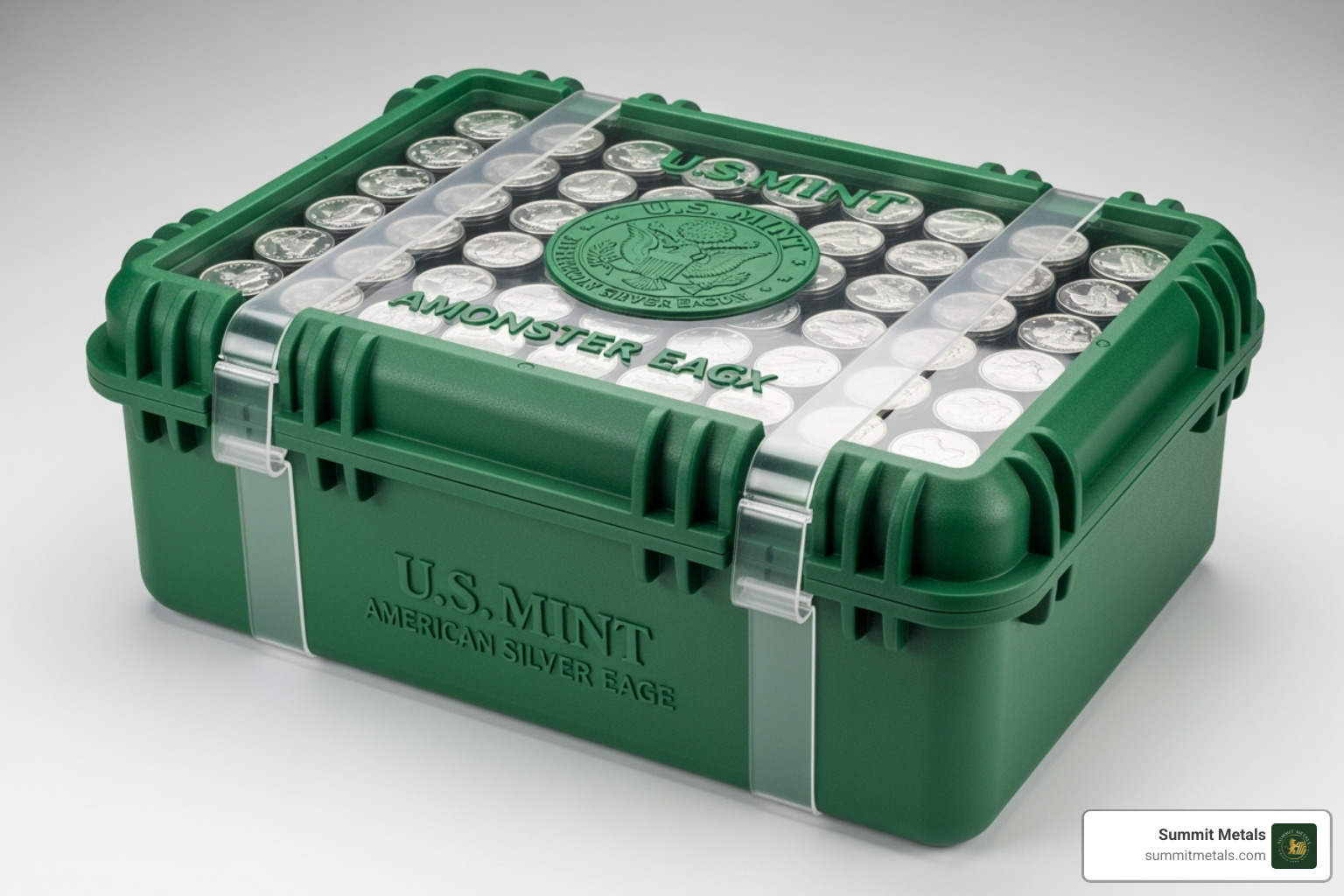 Image of a sealed Monster Box of Silver Eagles - buy 1 oz silver eagles