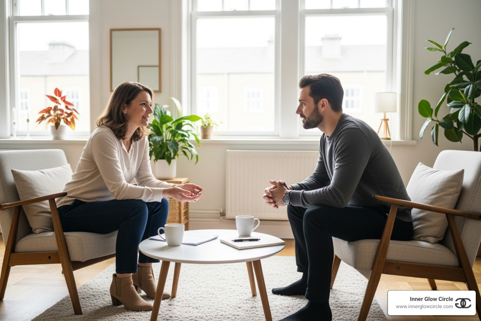 one-on-one coaching session in a calm environment - self development coach