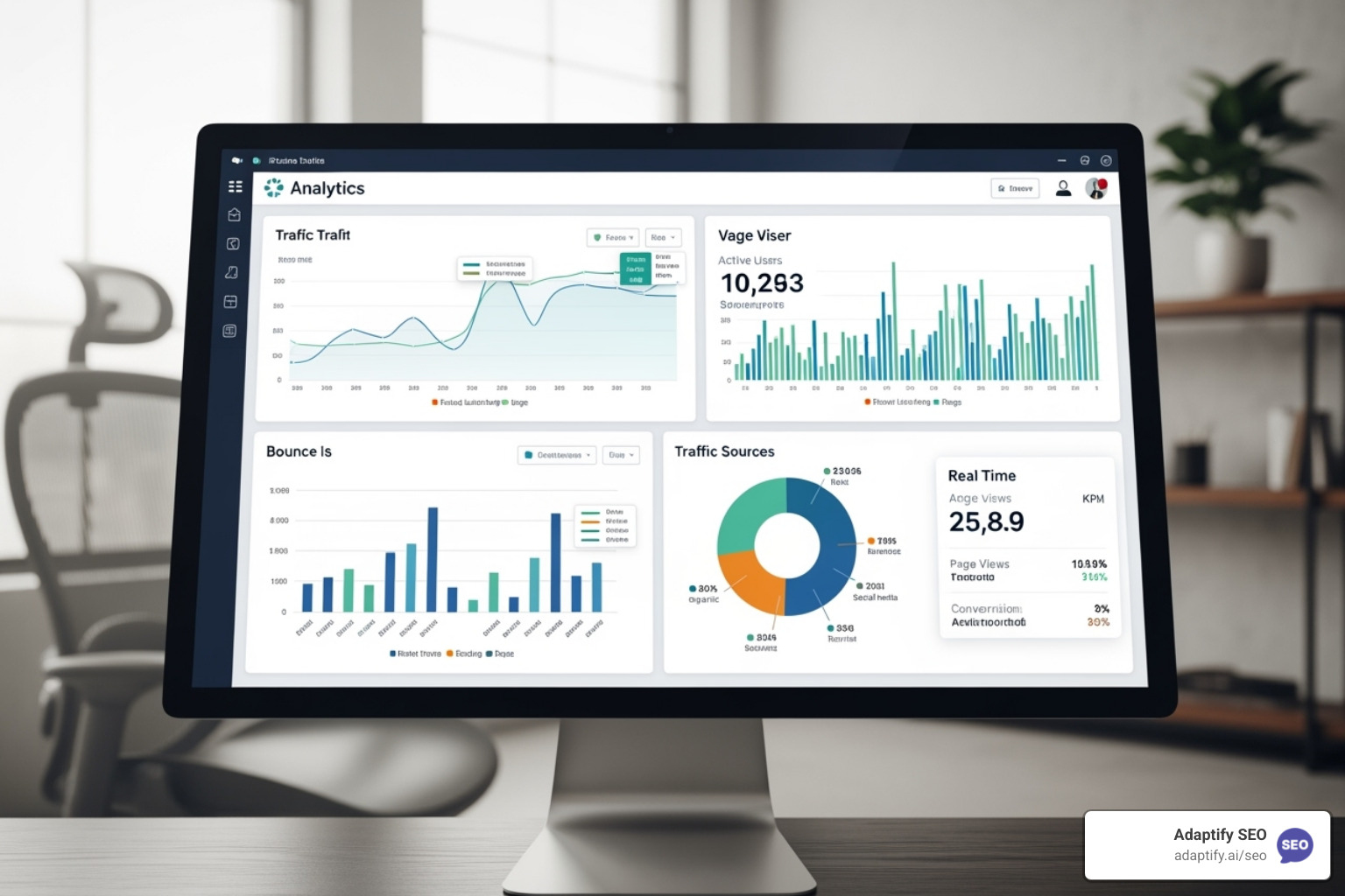 dashboard showing SEO performance metrics - search optimize