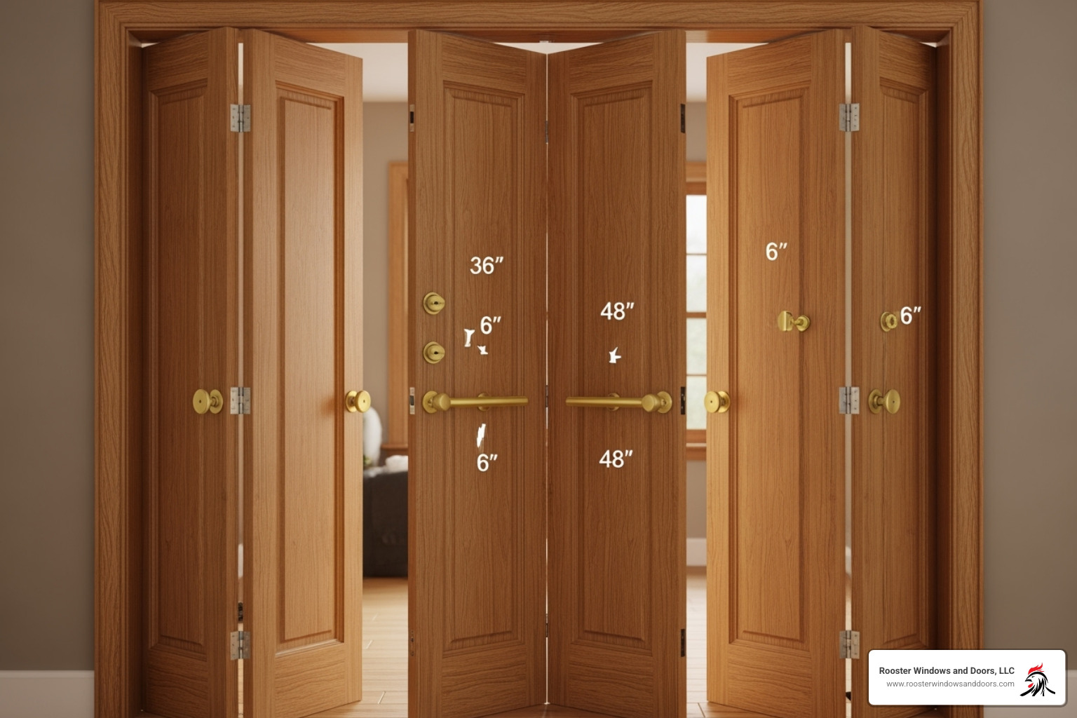different knob placement options on a bifold door - install folding closet doors