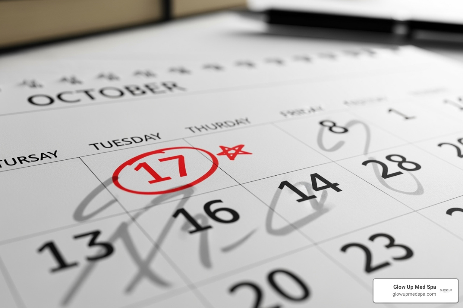 Calendar with a date circled with a star - Botox specials Costa Mesa Calendar with a date circled with a star - Botox specials Costa Mesa