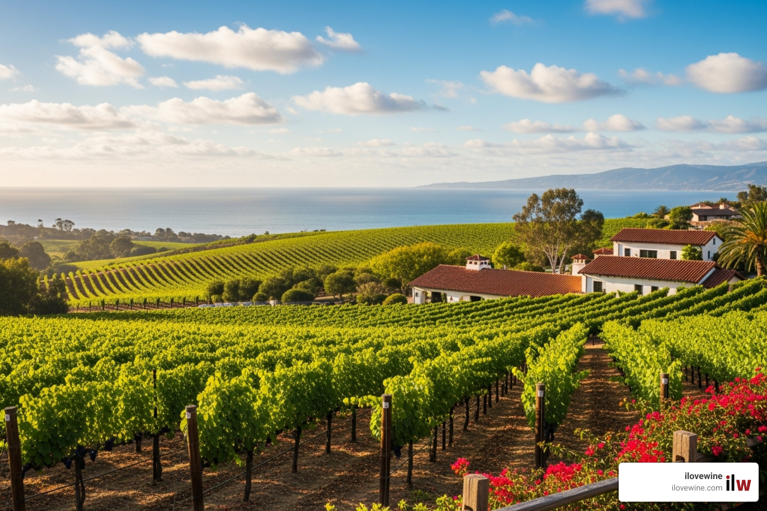 Image of a coastal vineyard in Santa Barbara. - California wine country
