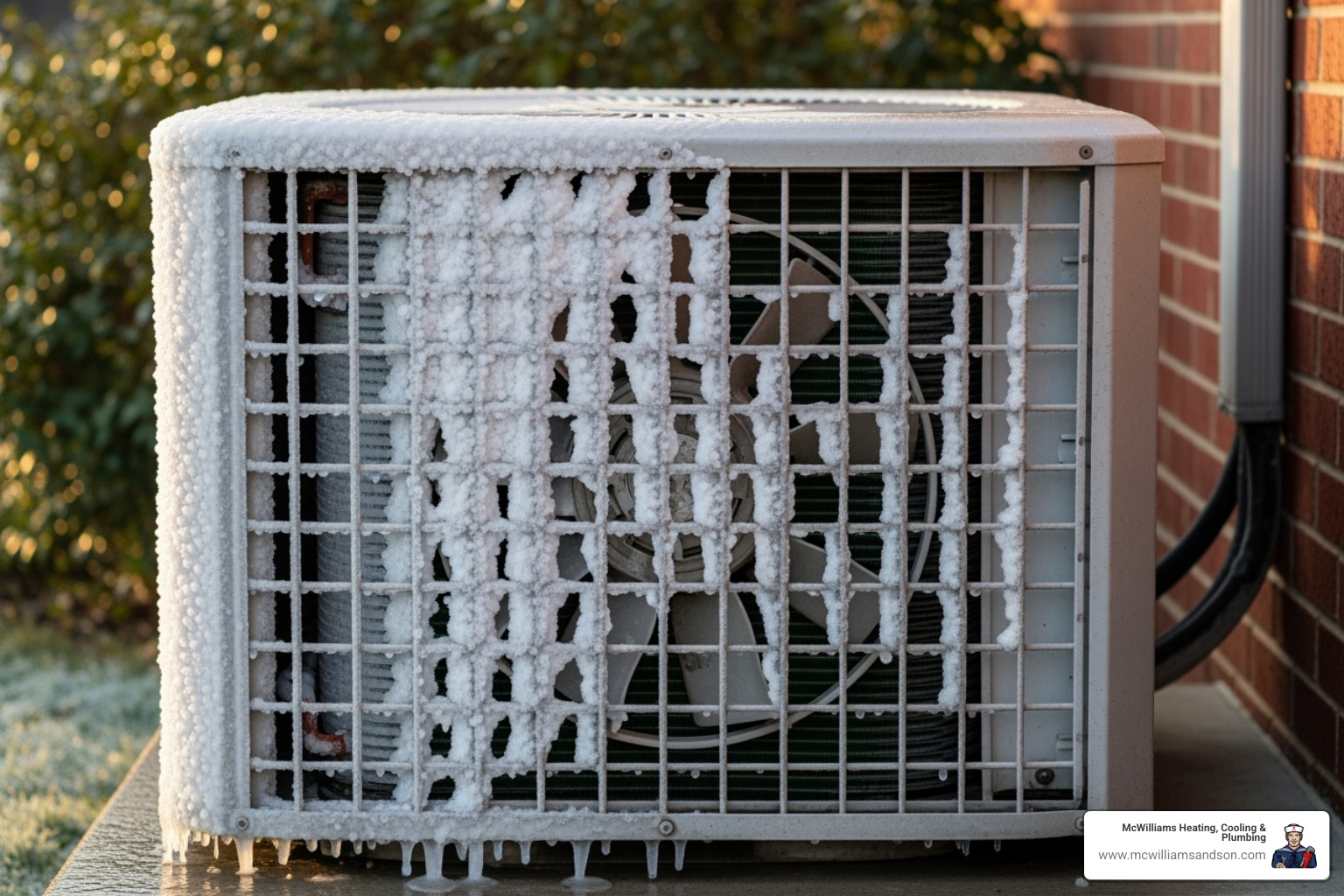 An outdoor AC unit with ice on the coils - air conditioning repair in my area An outdoor AC unit with ice on the coils - air conditioning repair in my area