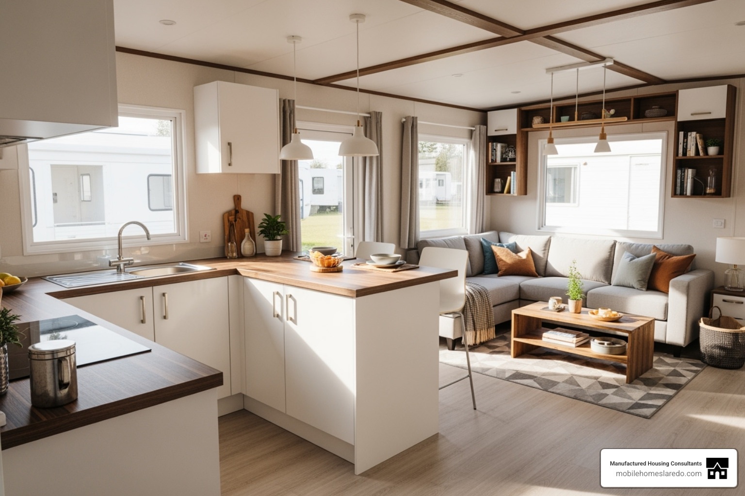 A spacious and modern mobile home kitchen and living area, showcasing open-plan design and contemporary finishes - where can i buy a brand new mobile home A spacious and modern mobile home kitchen and living area, showcasing open-plan design and contemporary finishes - where can i buy a brand new mobile home