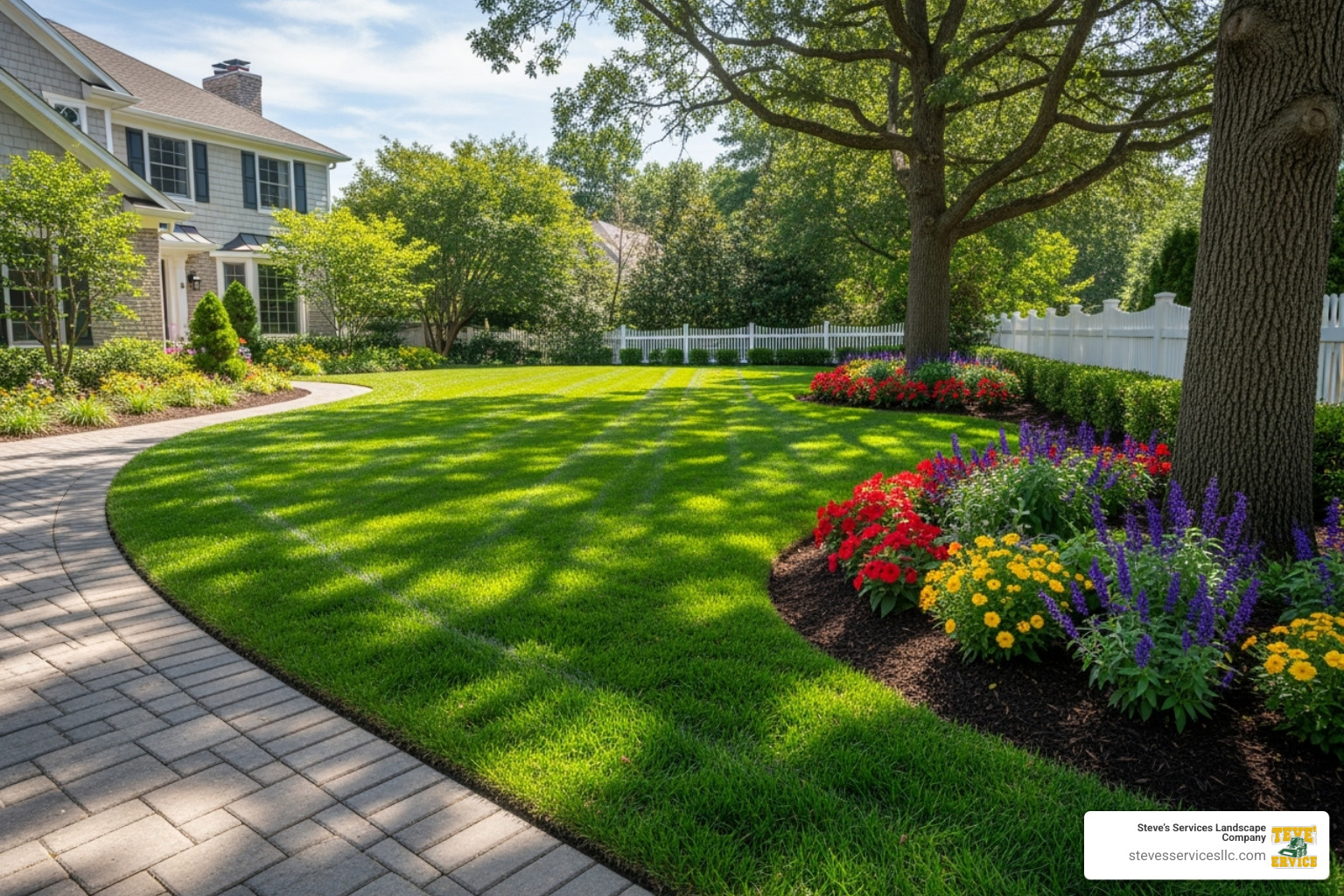 perfectly manicured lawn with sharp edging - snow removal and lawn care