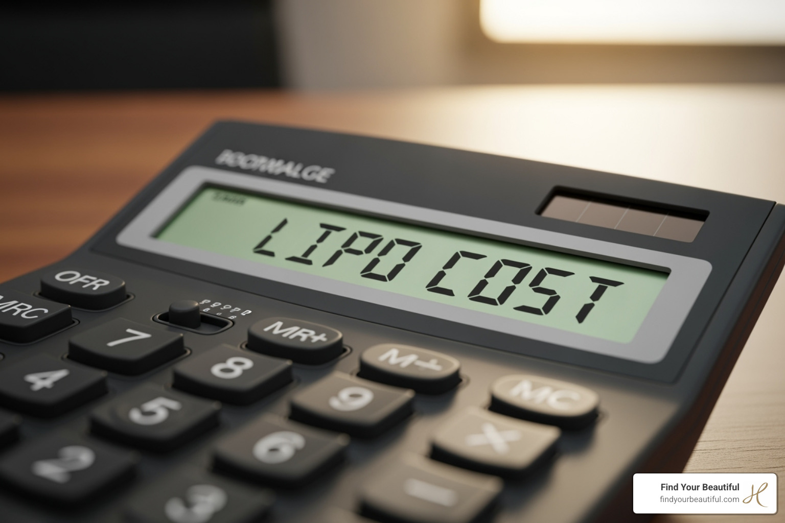 Calculator with "Lipo Cost" on screen - affordable liposuction san antonio