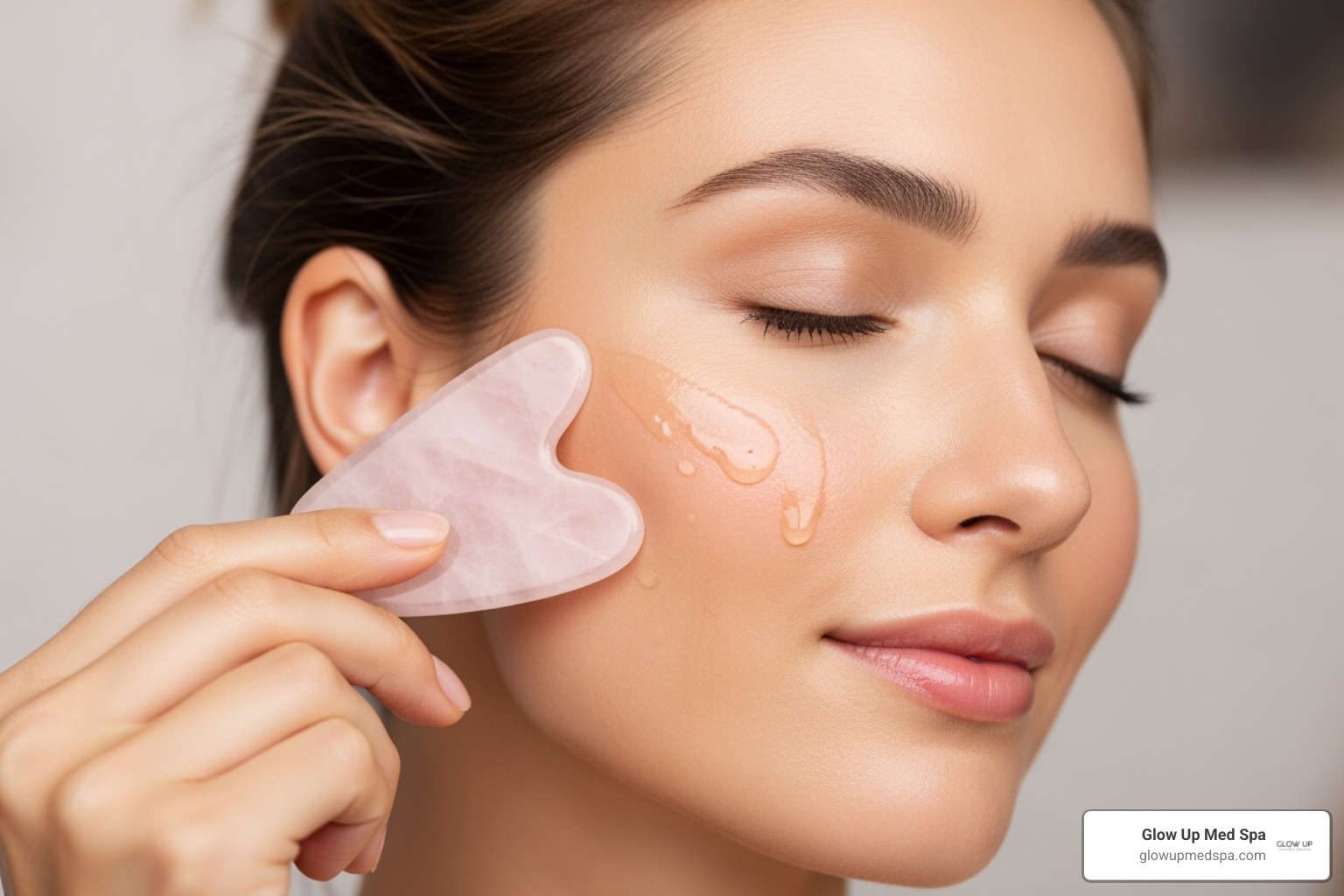woman performing a facial massage with a gua sha tool - holistic wrinkle remedies