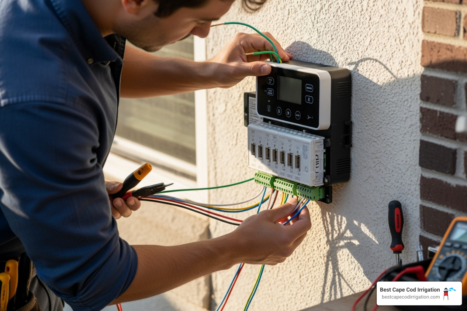 professional installing smart controller - smarter sprinklers