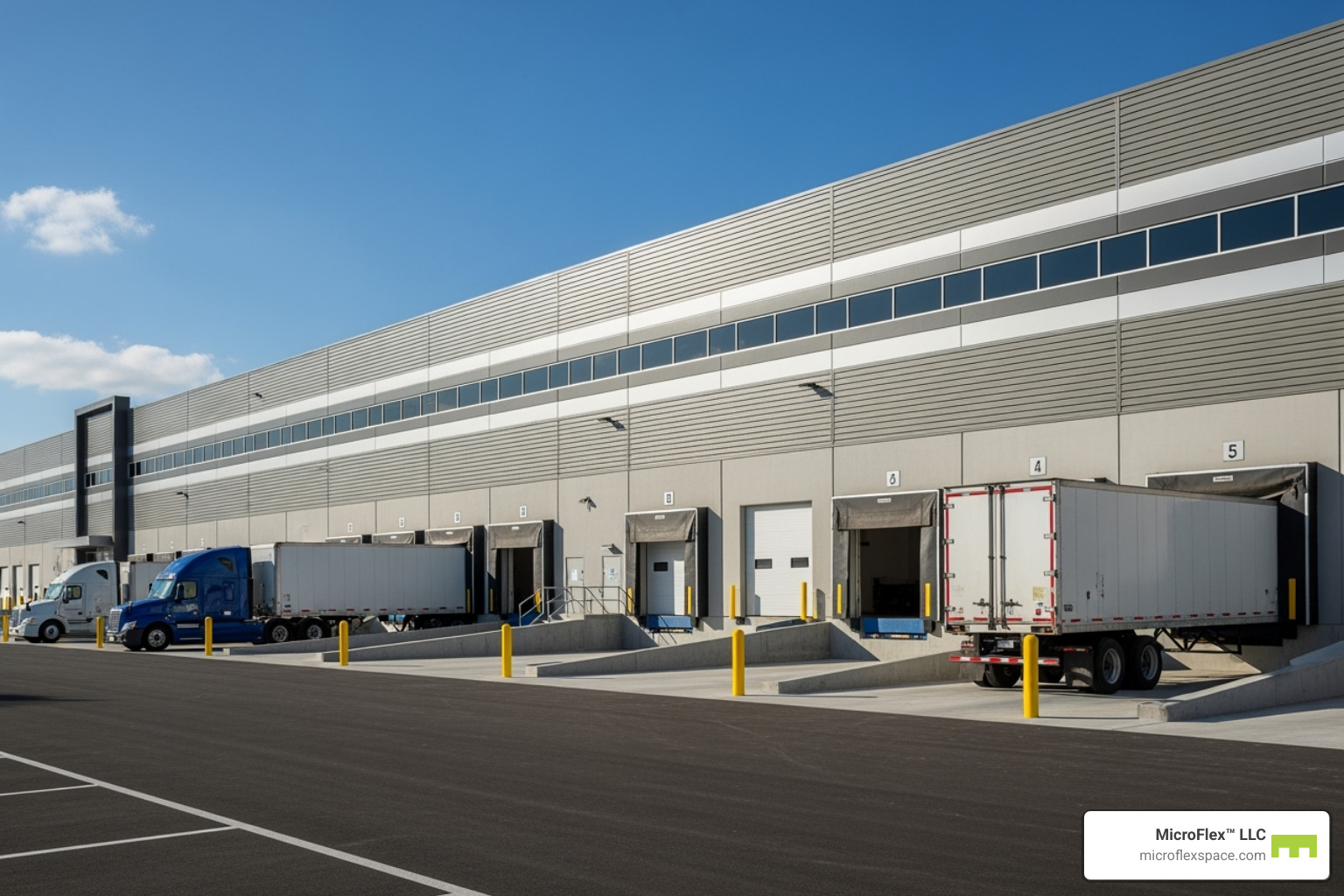 image of a warehouse exterior showing loading docks and truck access - storage warehouse for lease image of a warehouse exterior showing loading docks and truck access - storage warehouse for lease