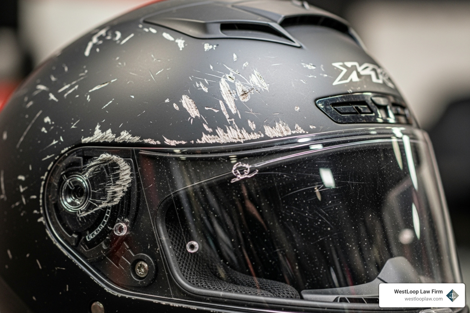 helmet scuff marks - motorcycle injury lawyer