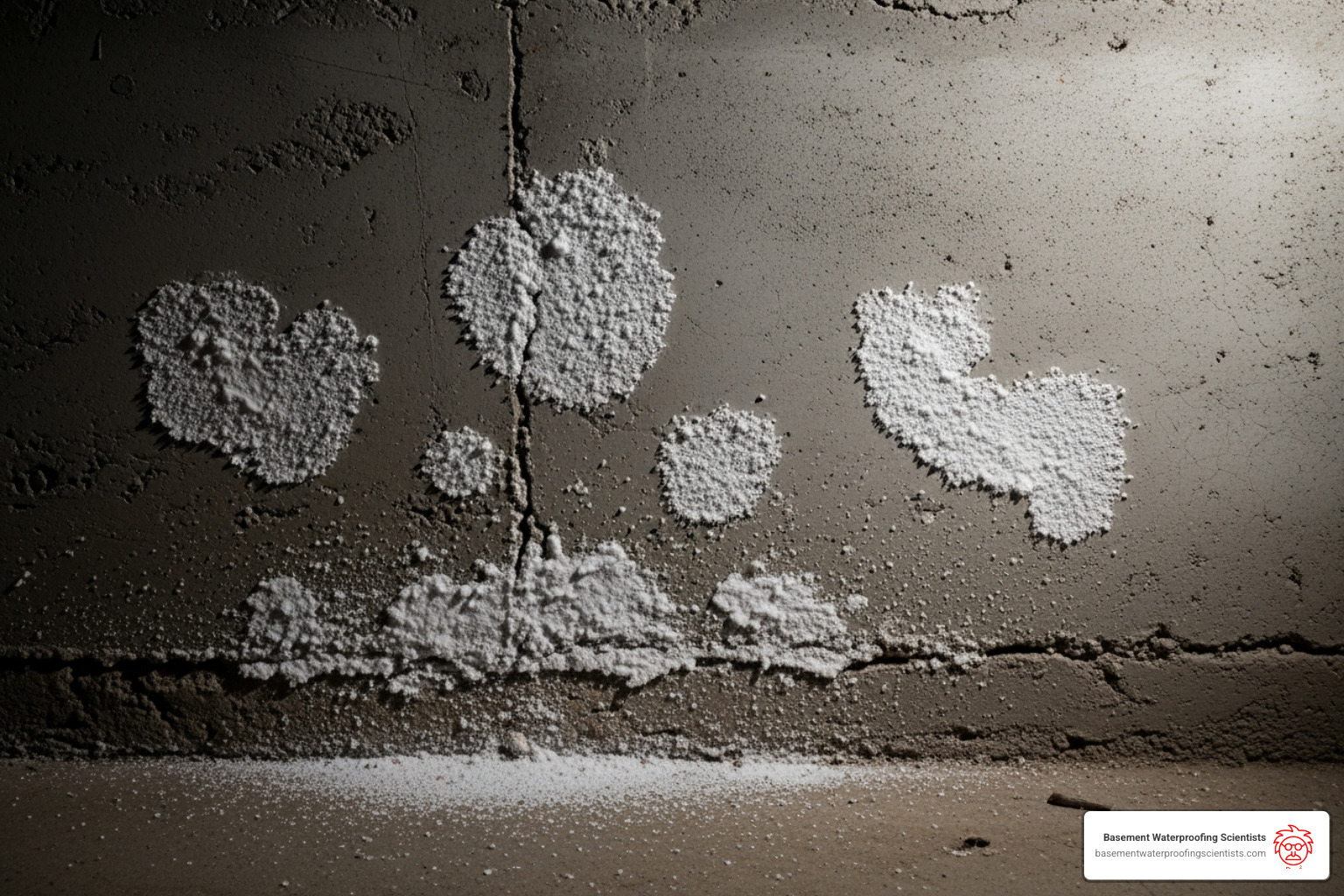 Efflorescence on a concrete wall - best foundation sealant
