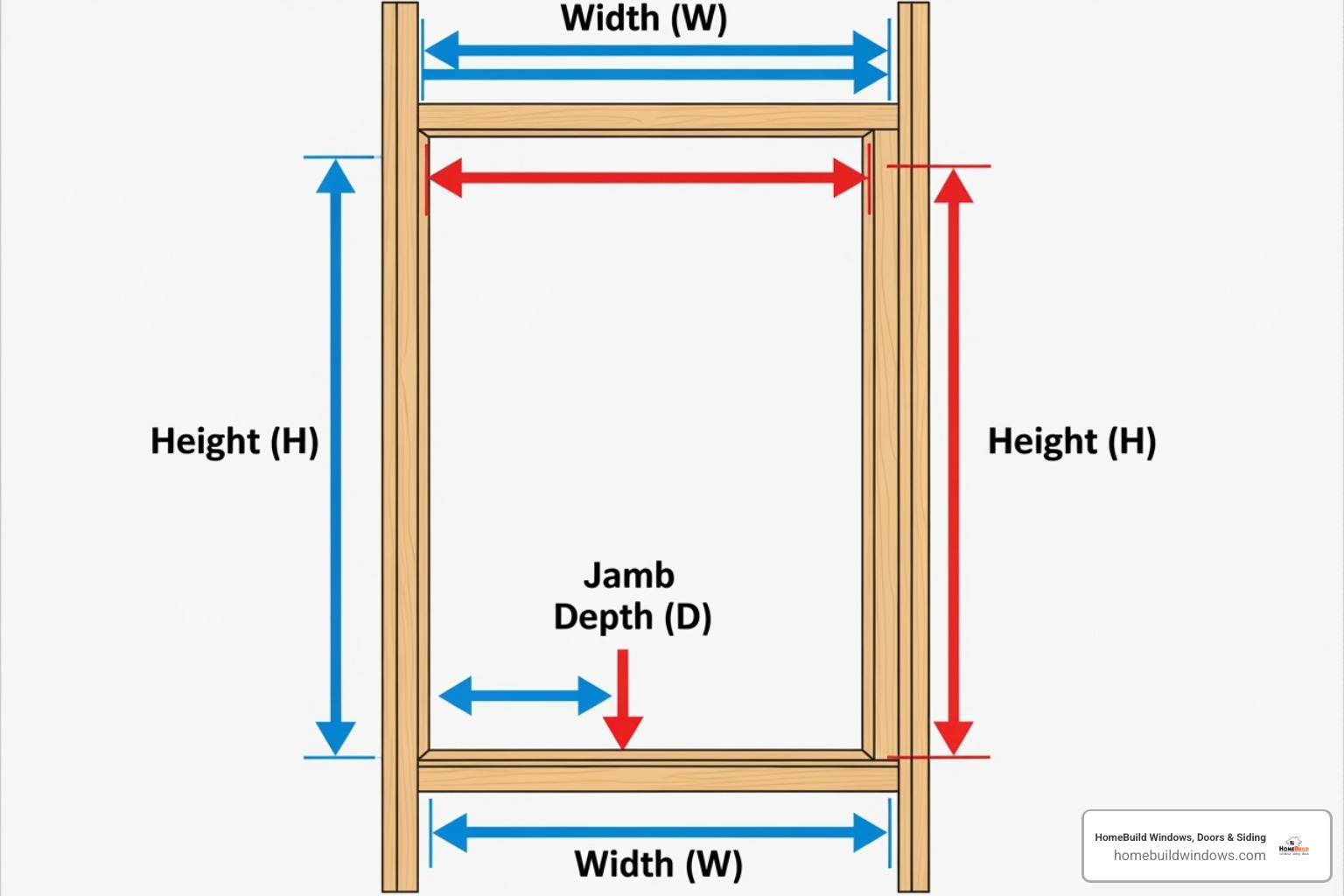 diagram illustrating where to measure a door's rough opening, jamb width, and height - front door installation