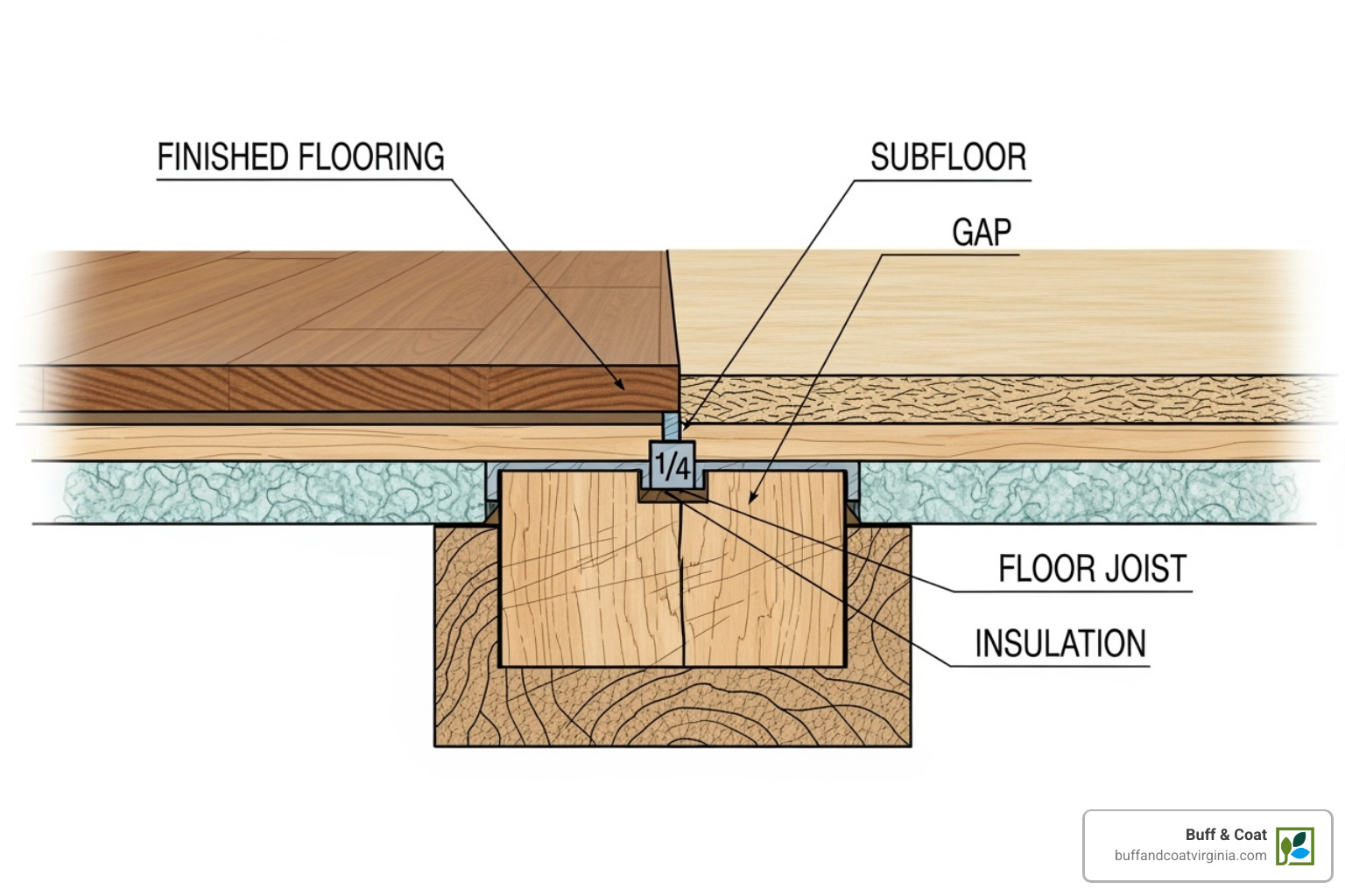 cutaway view showing gap between subfloor and joist - squeaky floor repair near me cutaway view showing gap between subfloor and joist - squeaky floor repair near me