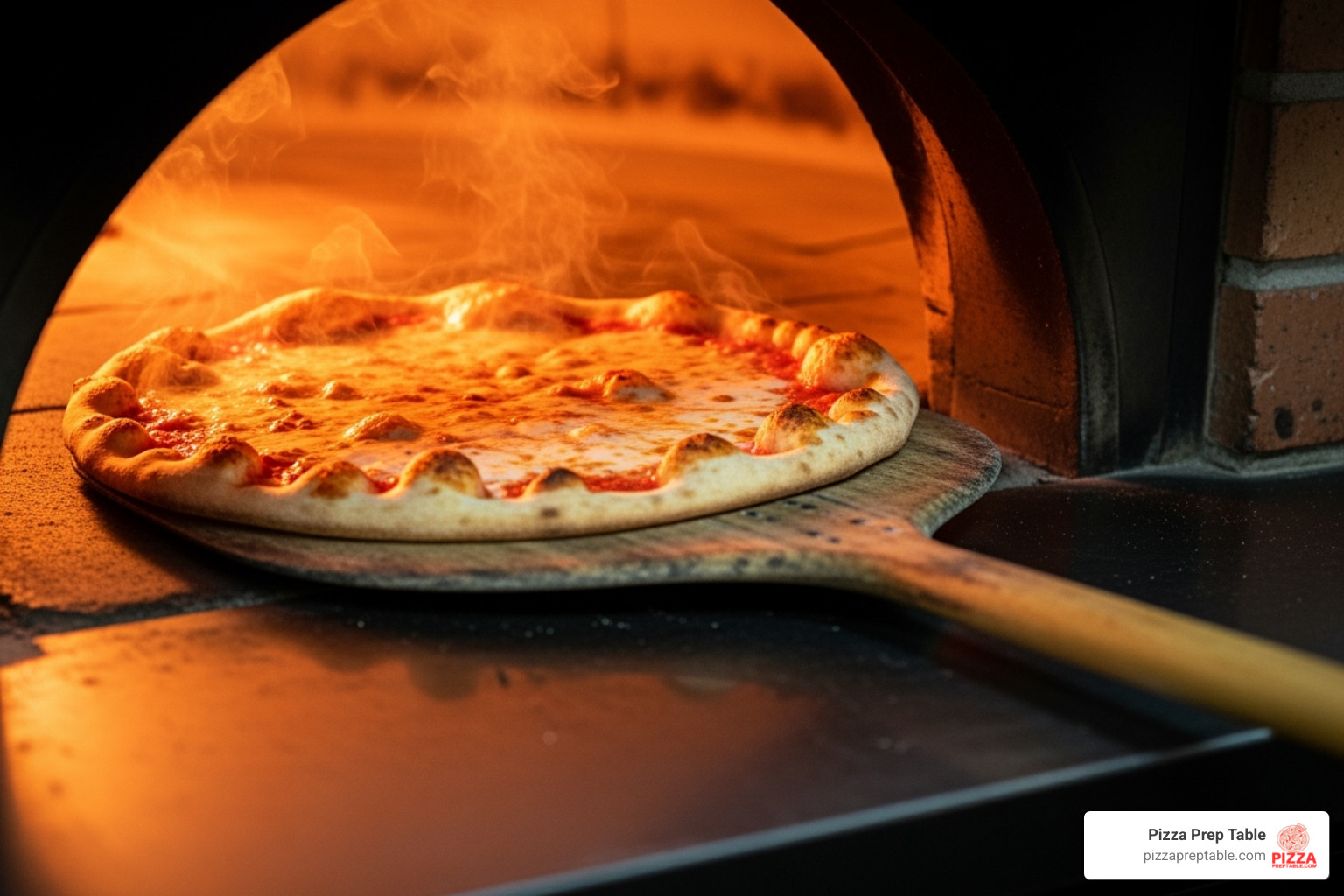 classic cheese pizza coming out of a deck oven - used commercial pizza oven classic cheese pizza coming out of a deck oven - used commercial pizza oven