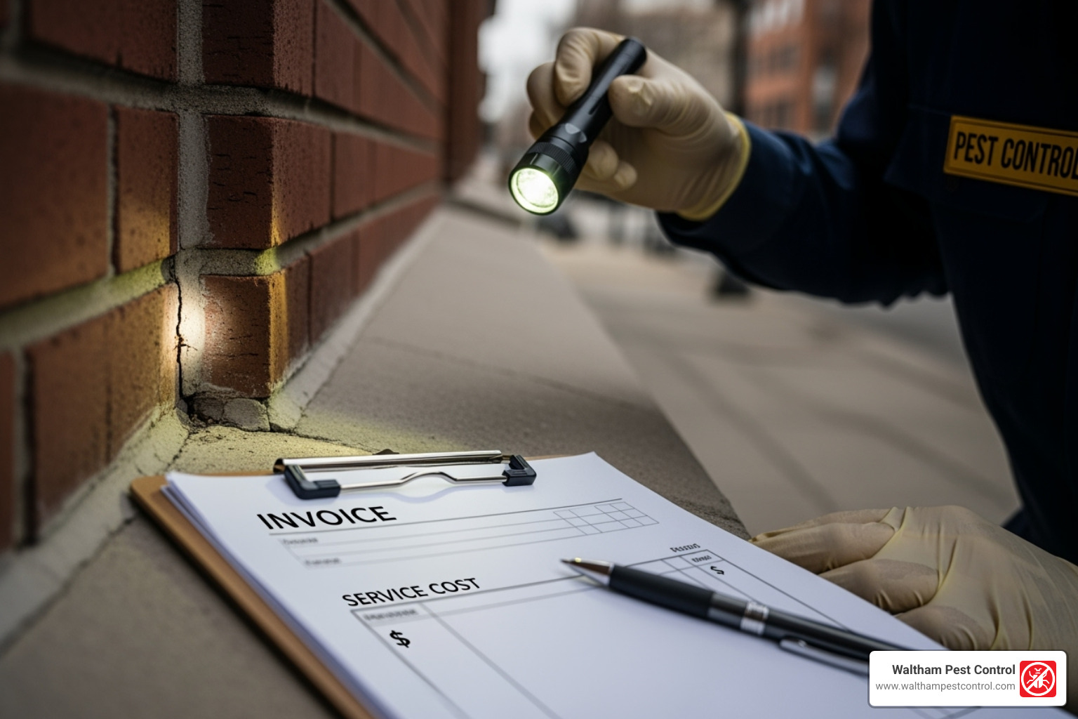 A window of a commercial building with a "Pest-Free Certified" sticker prominently displayed - how much does commercial pest control cost
