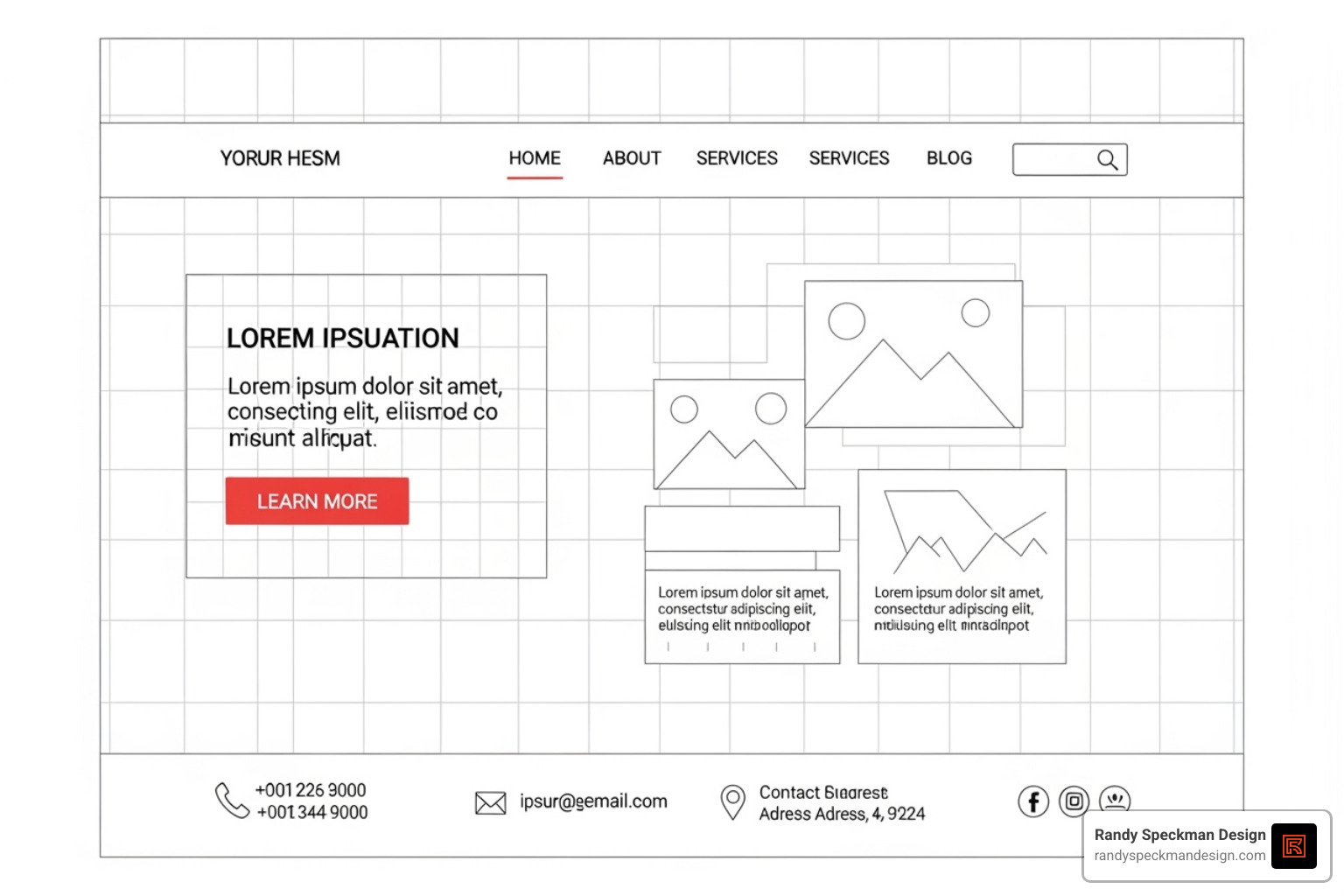 website wireframe highlighting key conversion elements - local small business web design website wireframe highlighting key conversion elements - local small business web design