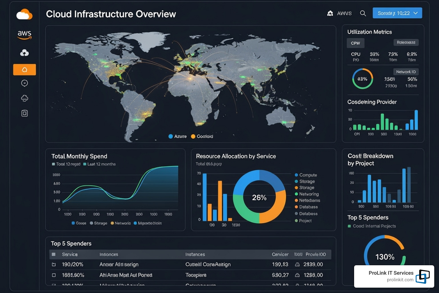 unified dashboard showing multi-cloud spending - cloud computing cost management