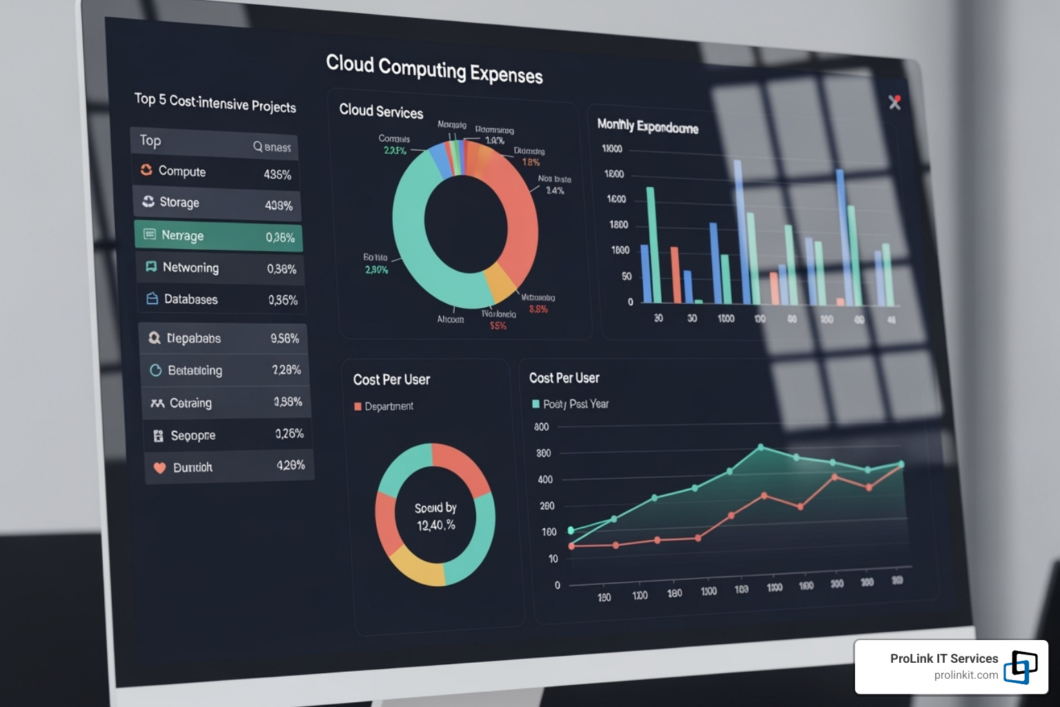 dashboard showing breakdown of cloud costs - cloud computing cost management