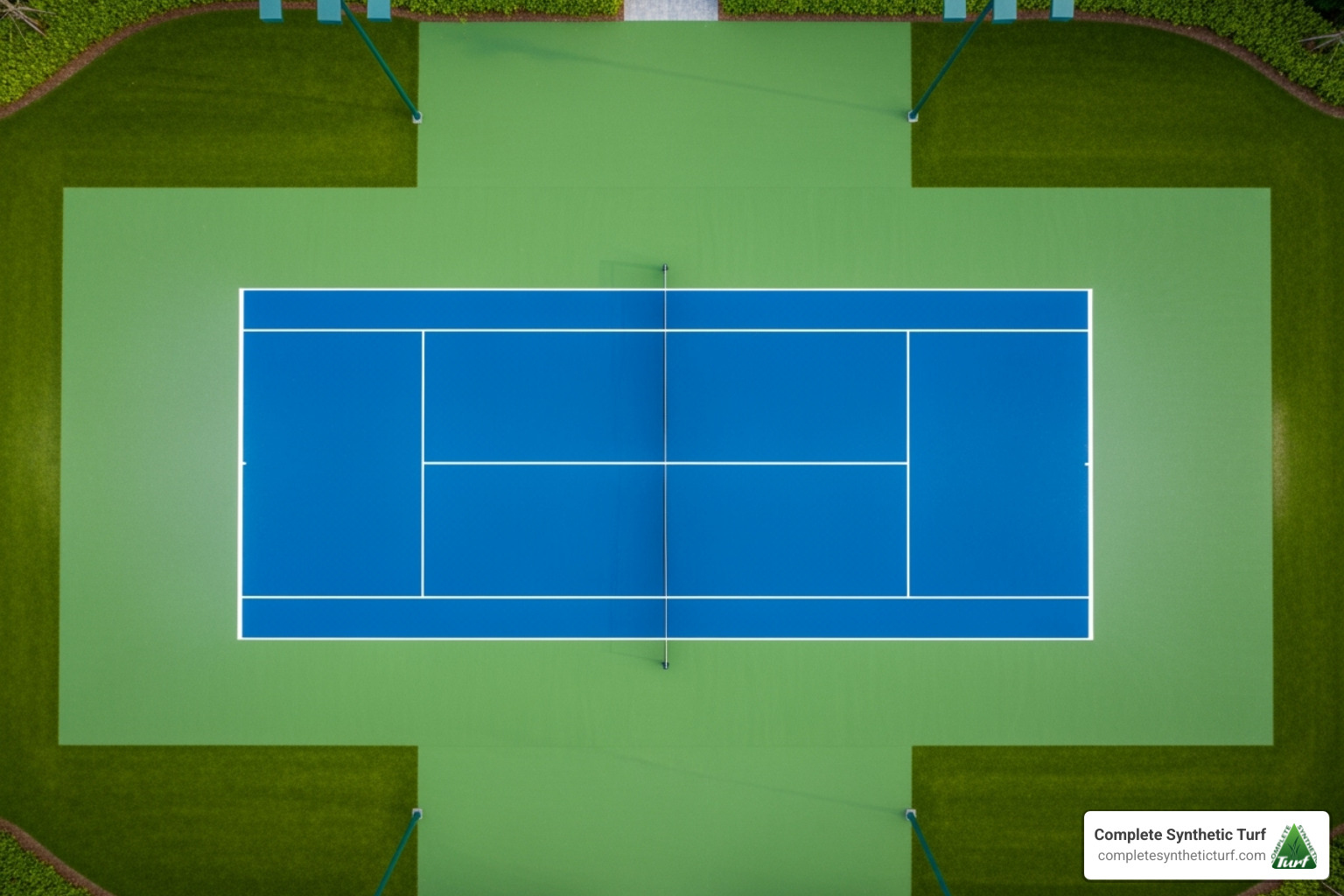 Custom-colored blue and green tennis court - tennis turf