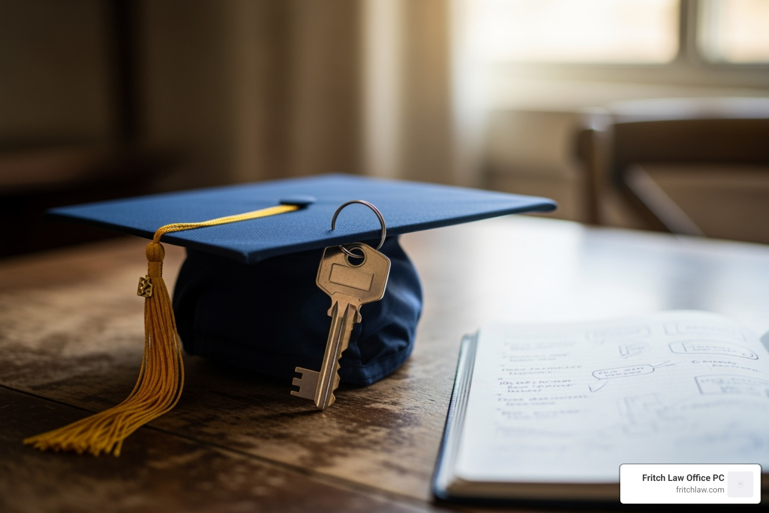graduation cap and a house key, symbolizing trust milestones - irrevocable trust attorney