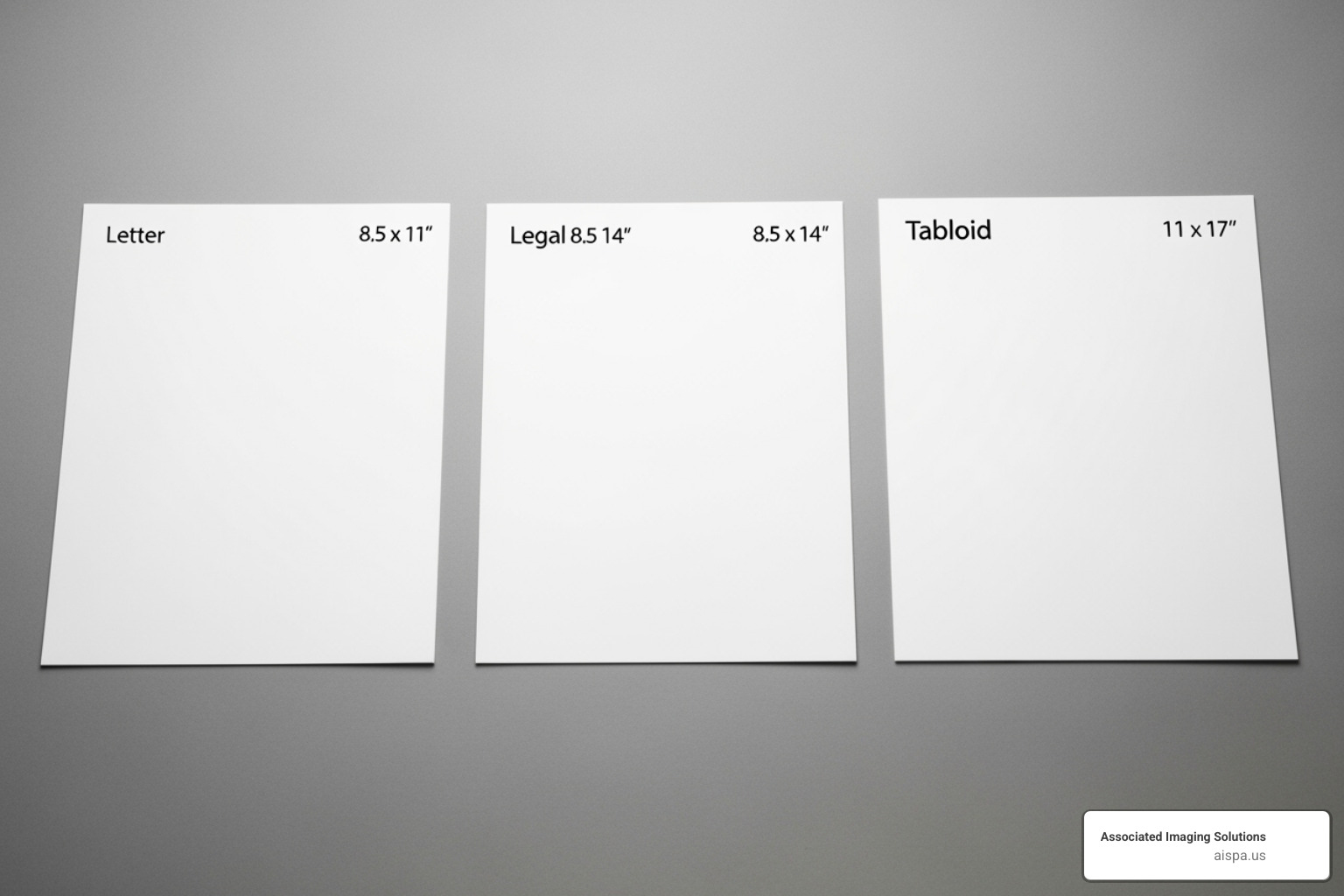 comparing Letter, Legal, and Tabloid paper sheets - paper sizes for printing