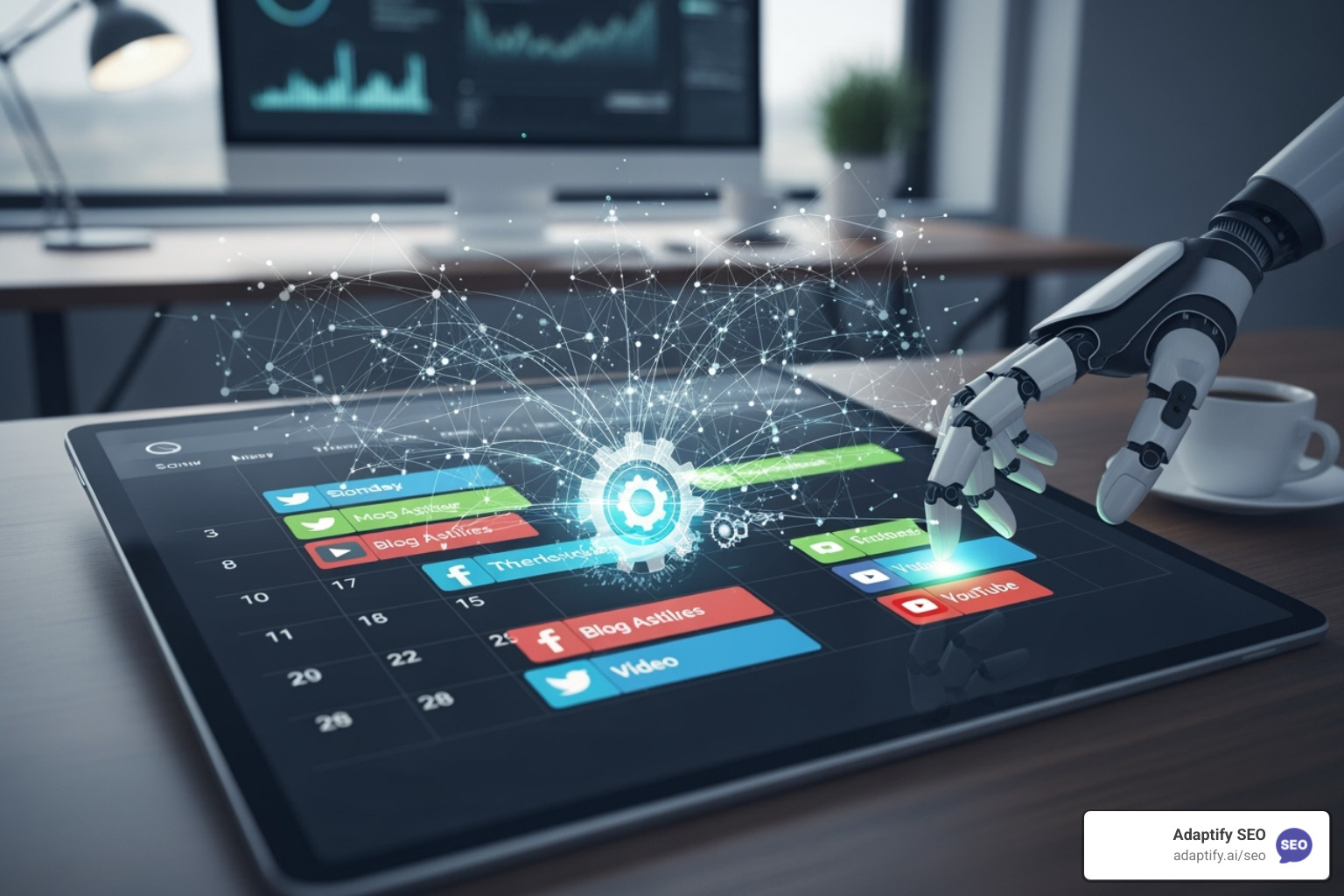 unified dashboard showing multiple social media calendars - Automated content scheduling