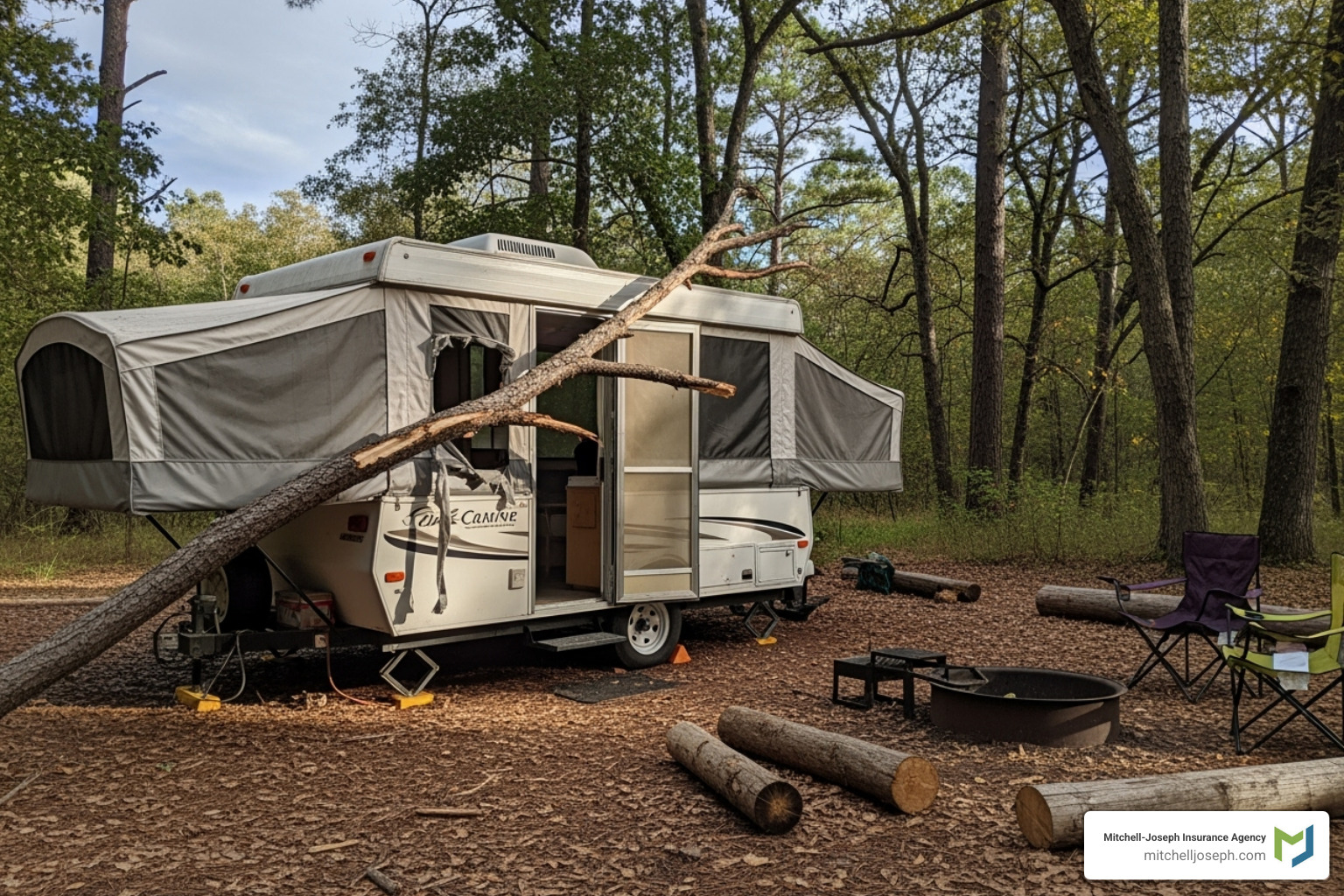 pop-up camper with minor damage from a fallen branch - do you have to insure a pop up camper